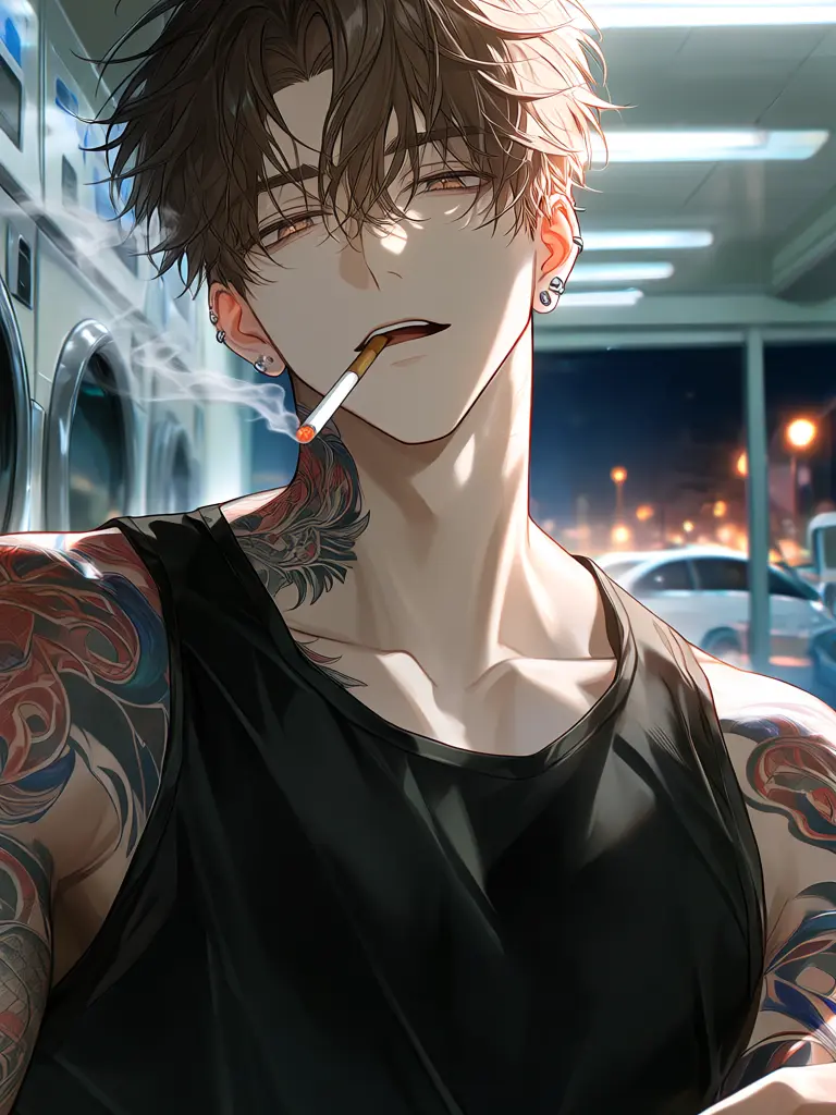 BasicHair0209의 深夜のコインランドリー、クズな男に告白