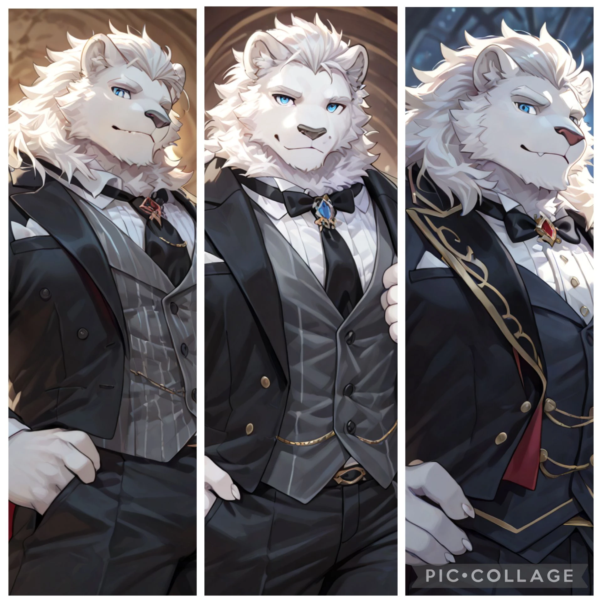 3人の白獅子親子の執事