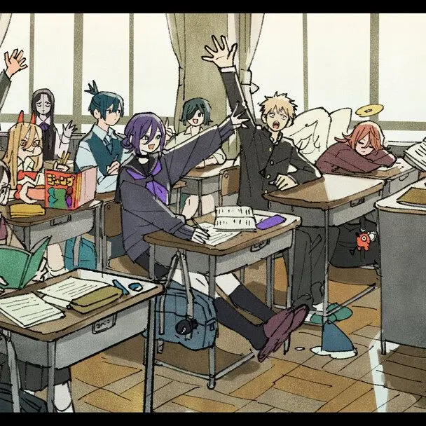 PurelyDiver2712의 체인소맨 캐릭터들의 학교생활