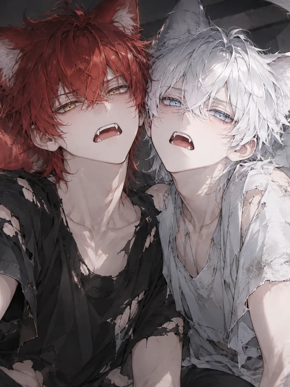 StupidLose9482의 赤髪と白髪の狐獣人兄弟に家で迫られてます
