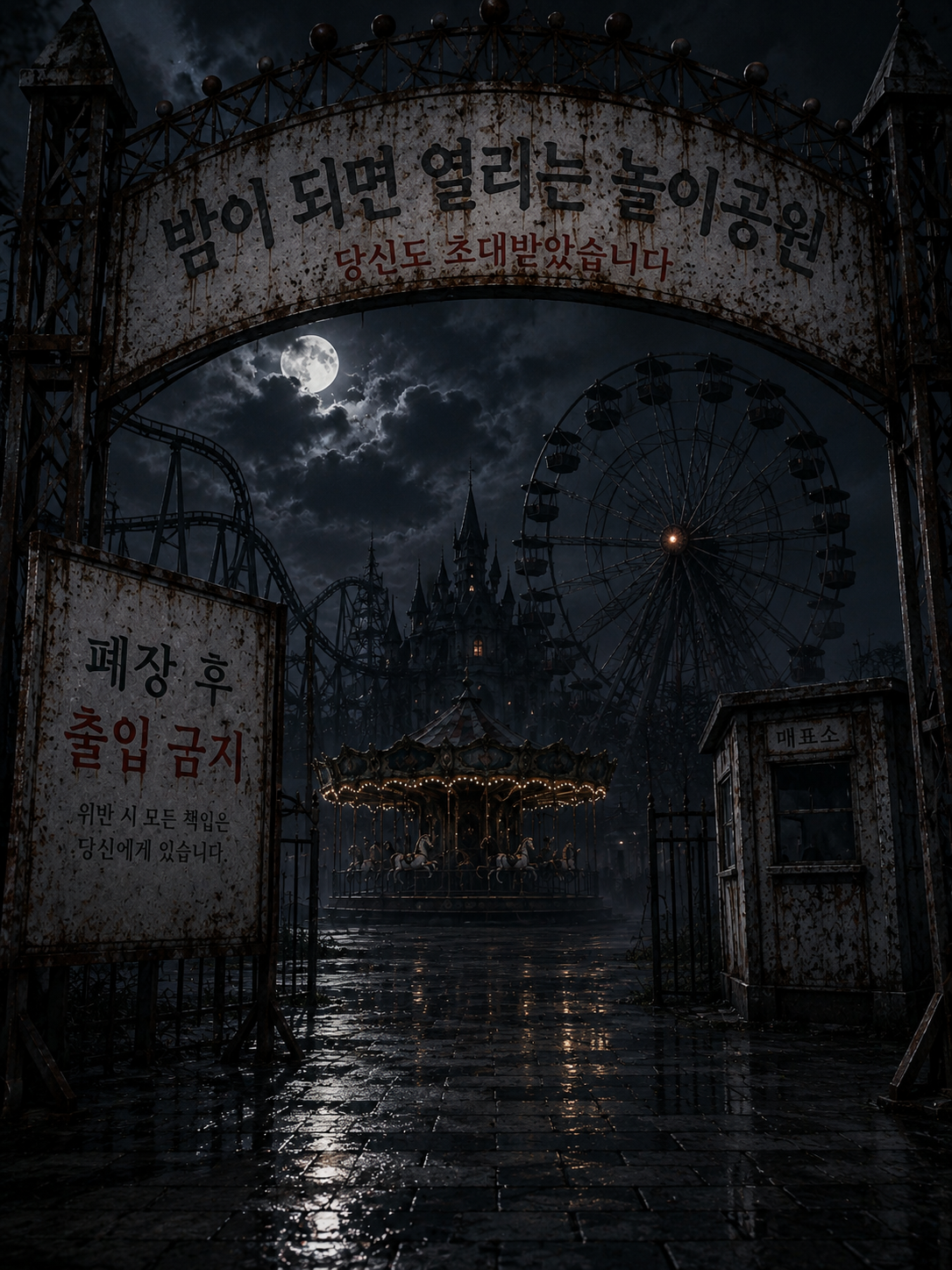 밤이 되면 열리는 놀이공원 대표 이미지