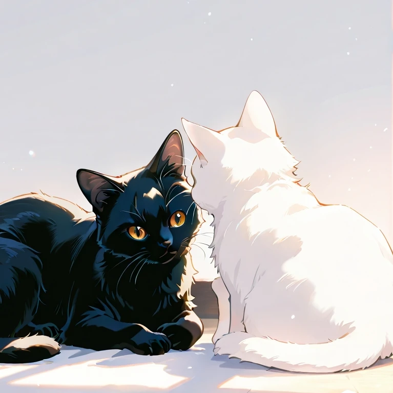 使い魔の白猫と黒猫