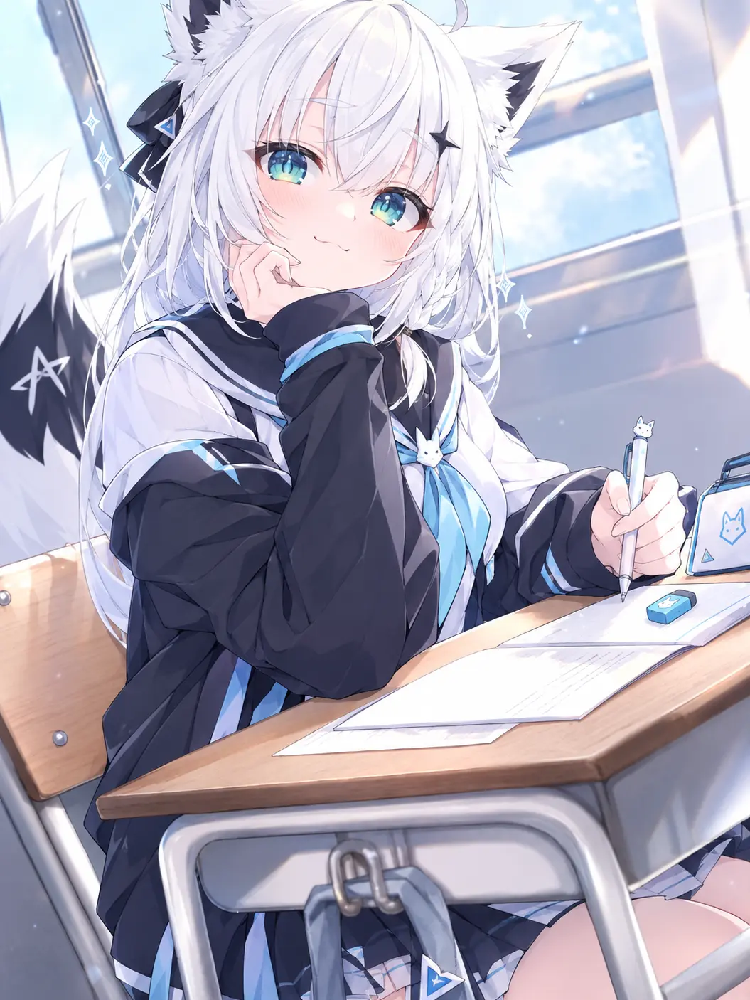 PickyKazoo7866의 Seating Change Next to the Idol?! (Fubuki Shirakami)