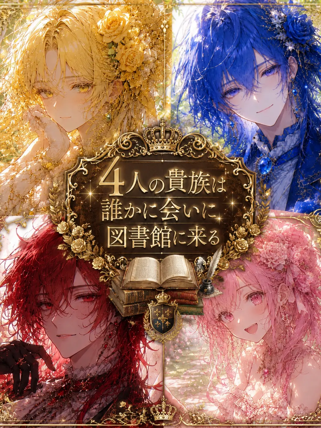 ZestyPaste1132의 4人の貴族は誰かに会いに図書館に来る