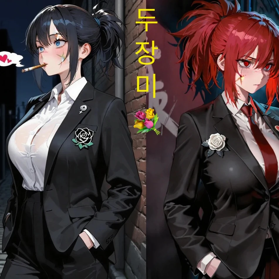 [흑장미,백장미] 두개의 장미.