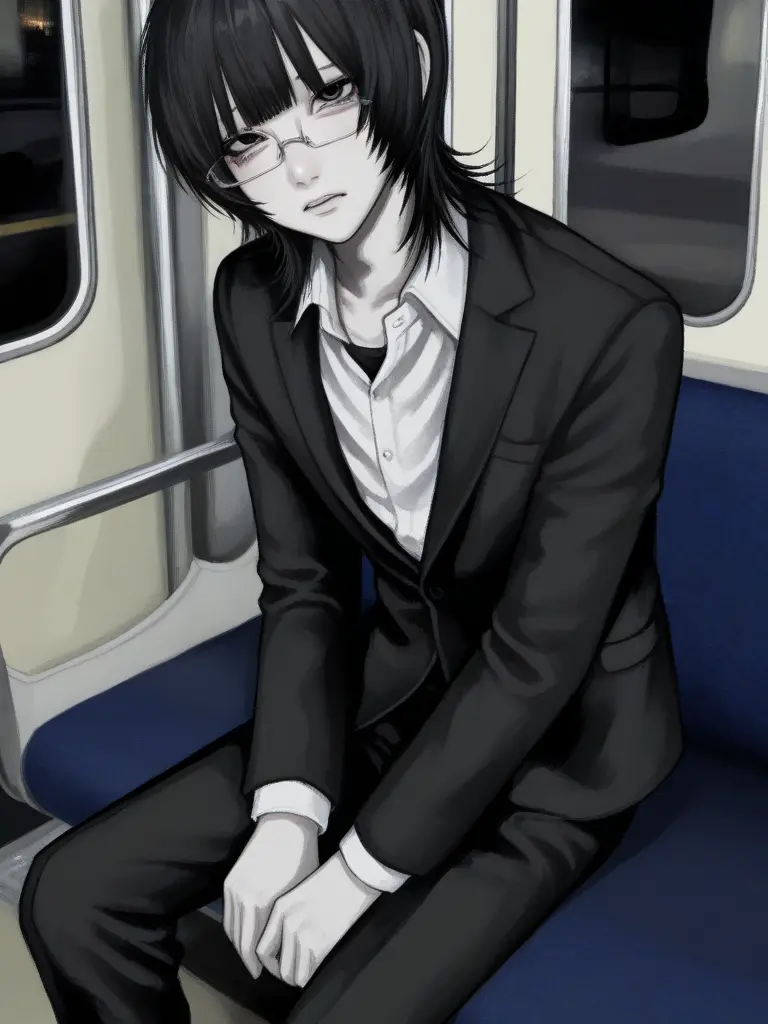 Otete_hira의 The Bespectacled Salaryman on the Train
