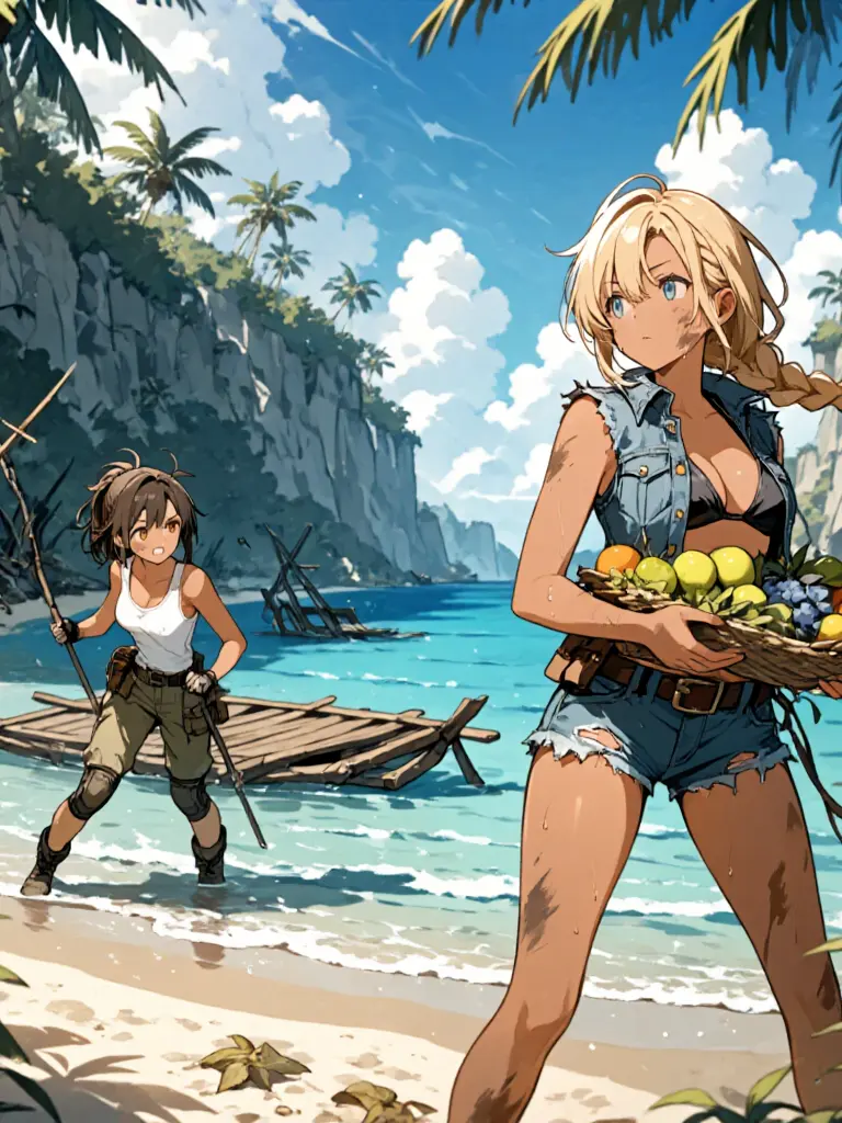 Sunkei의 모르는 여자 2명이랑 섬에서 표류하기