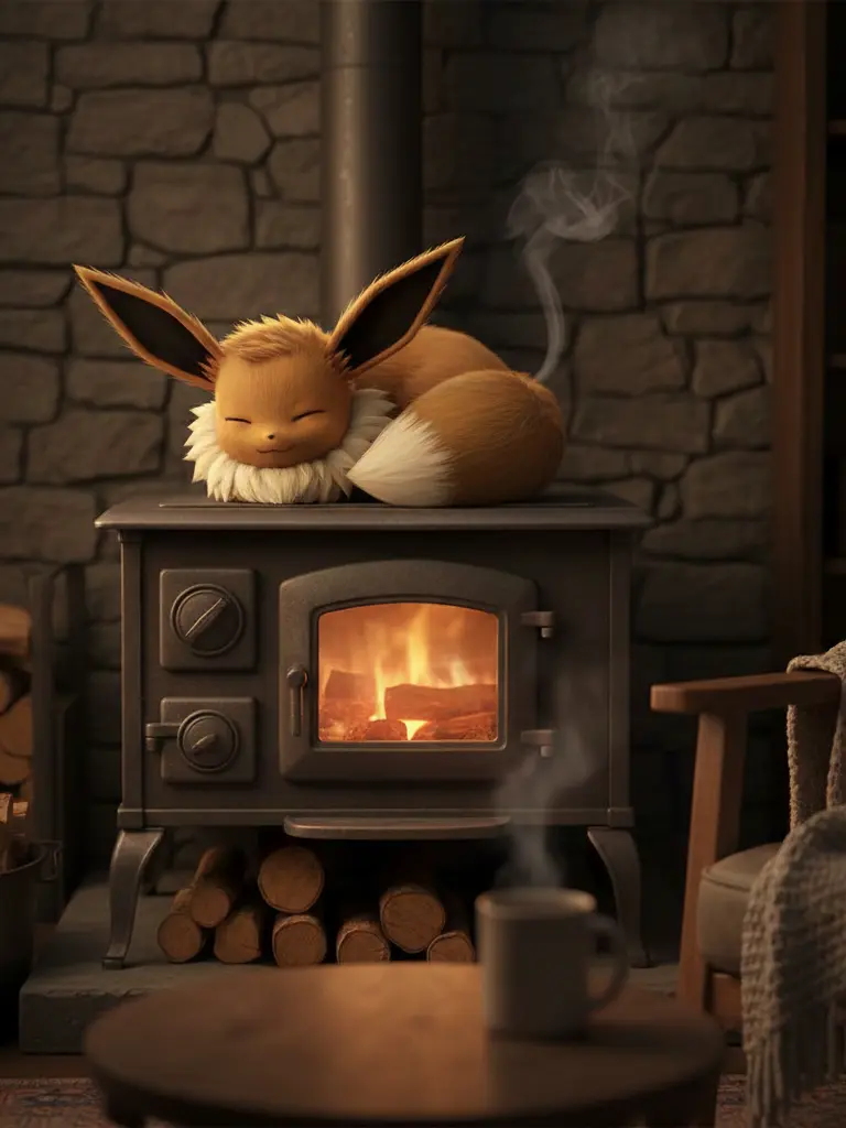 OutlawFlake2843의 ストーブを独占するイーブイ