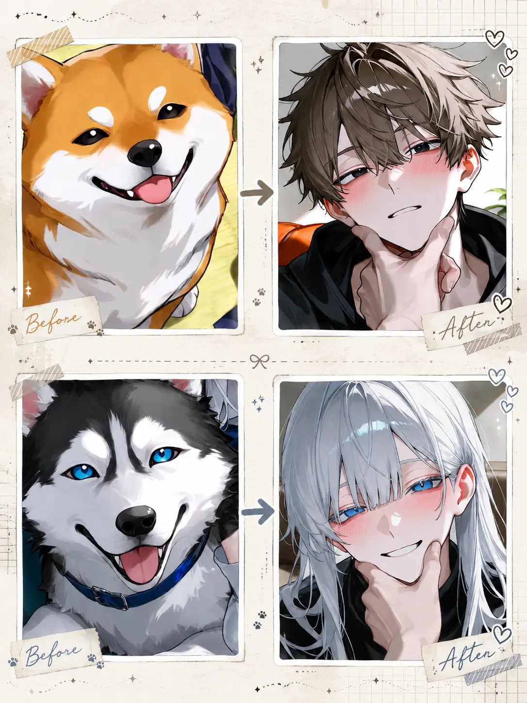 CannyPlank9635의 2匹の愛犬。人間になりました。