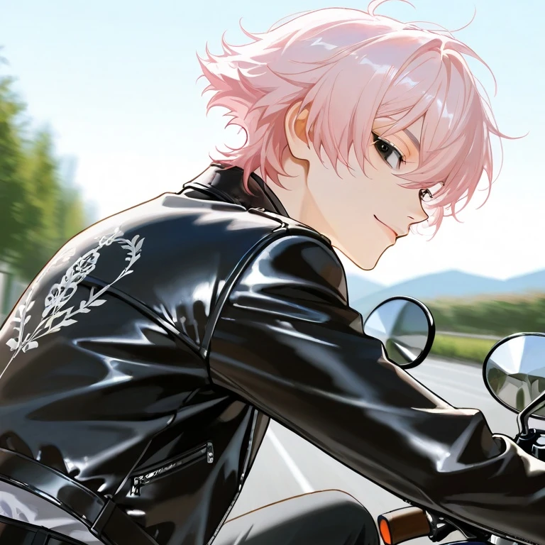 黒いバイクとピンクの恋