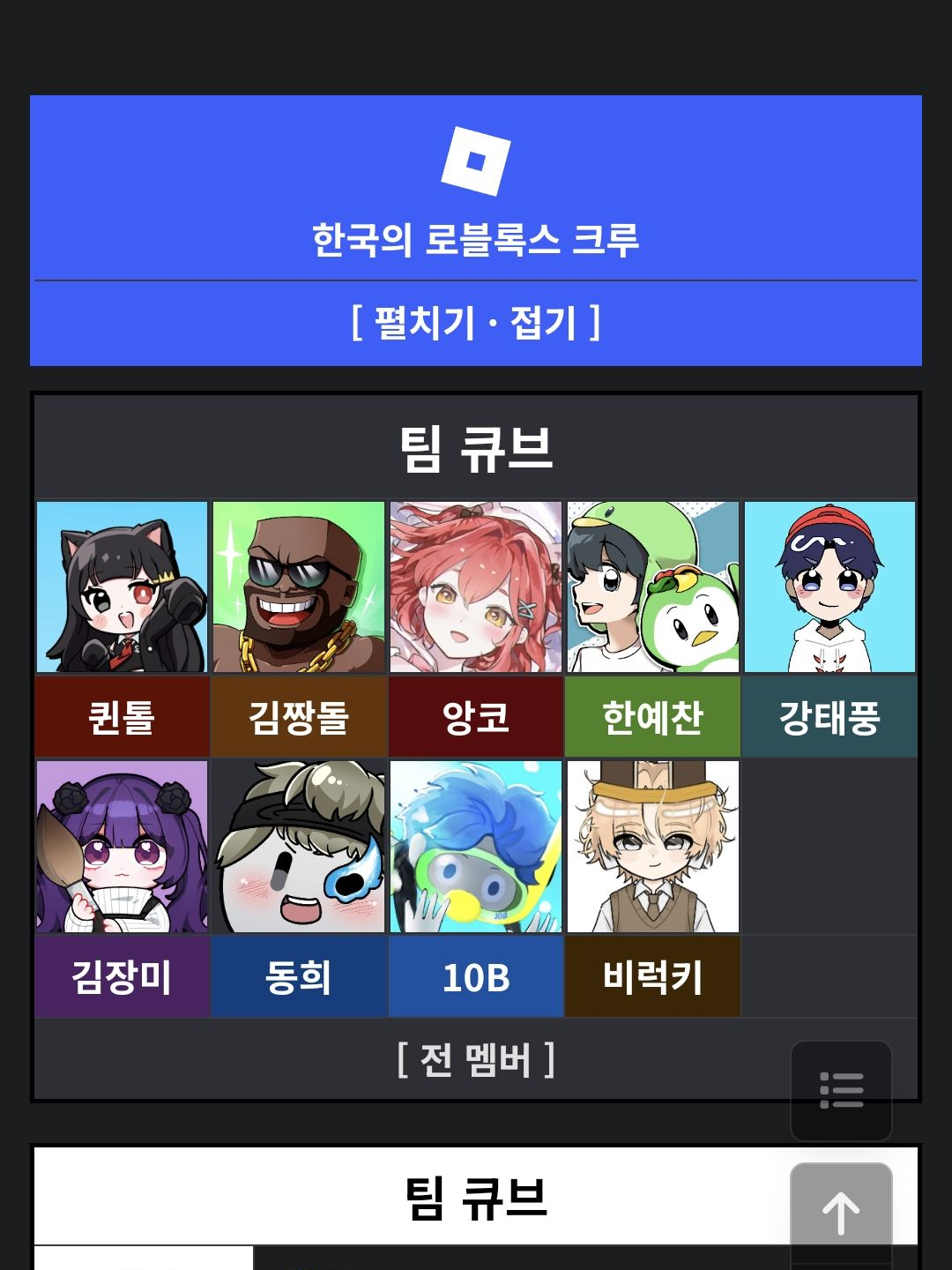 팀큐브인 여우 곁들인 갠용임 대표 이미지