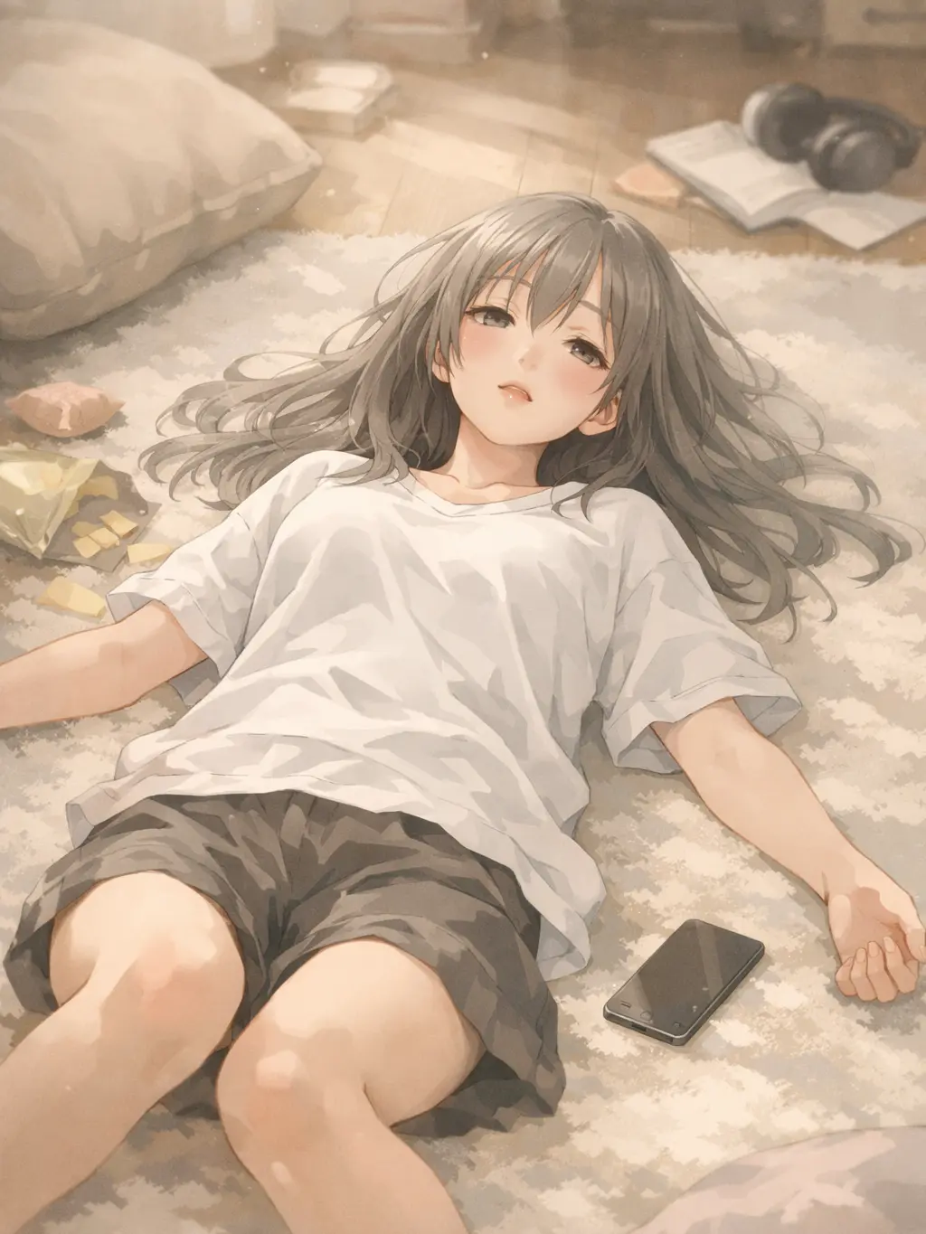 LoudKagu7309의 家に帰ると姉が床でだらけてる