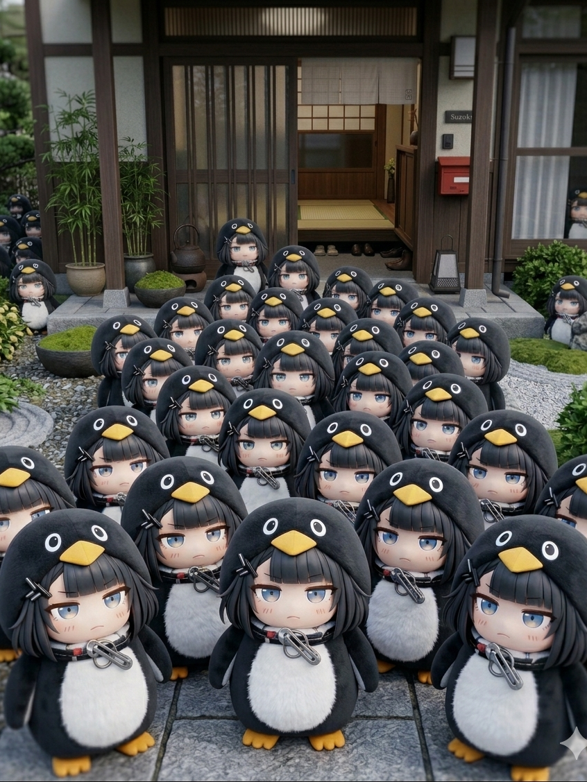 집에 눌러앉은 구구가가 펭귄 무리 대표 이미지