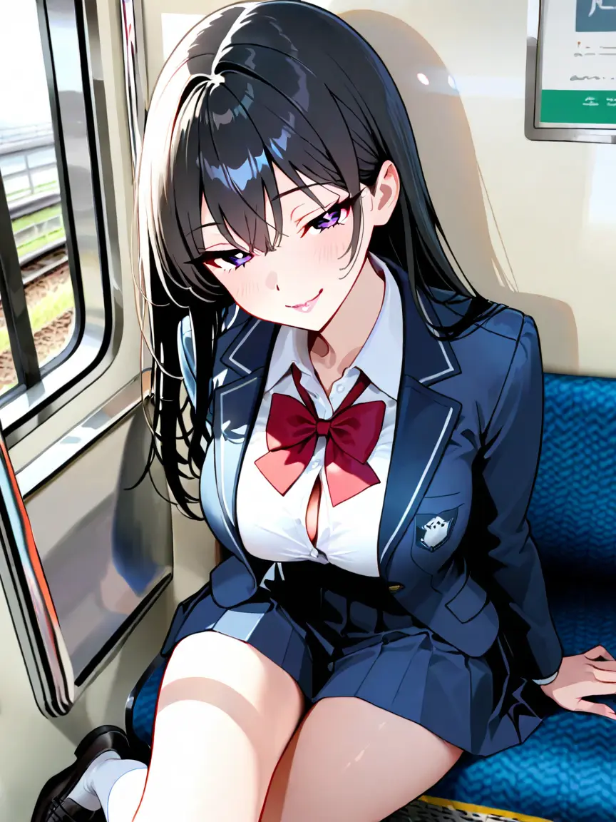 PurelyLid0553의 昼のローカル線で正面に座ってくる女