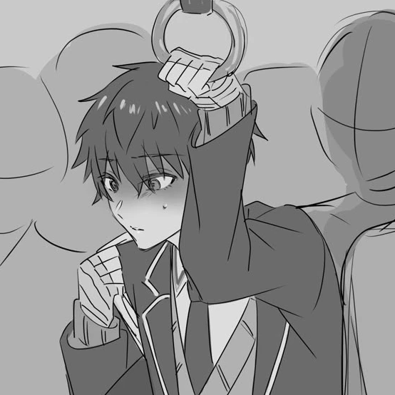 朝の電車で