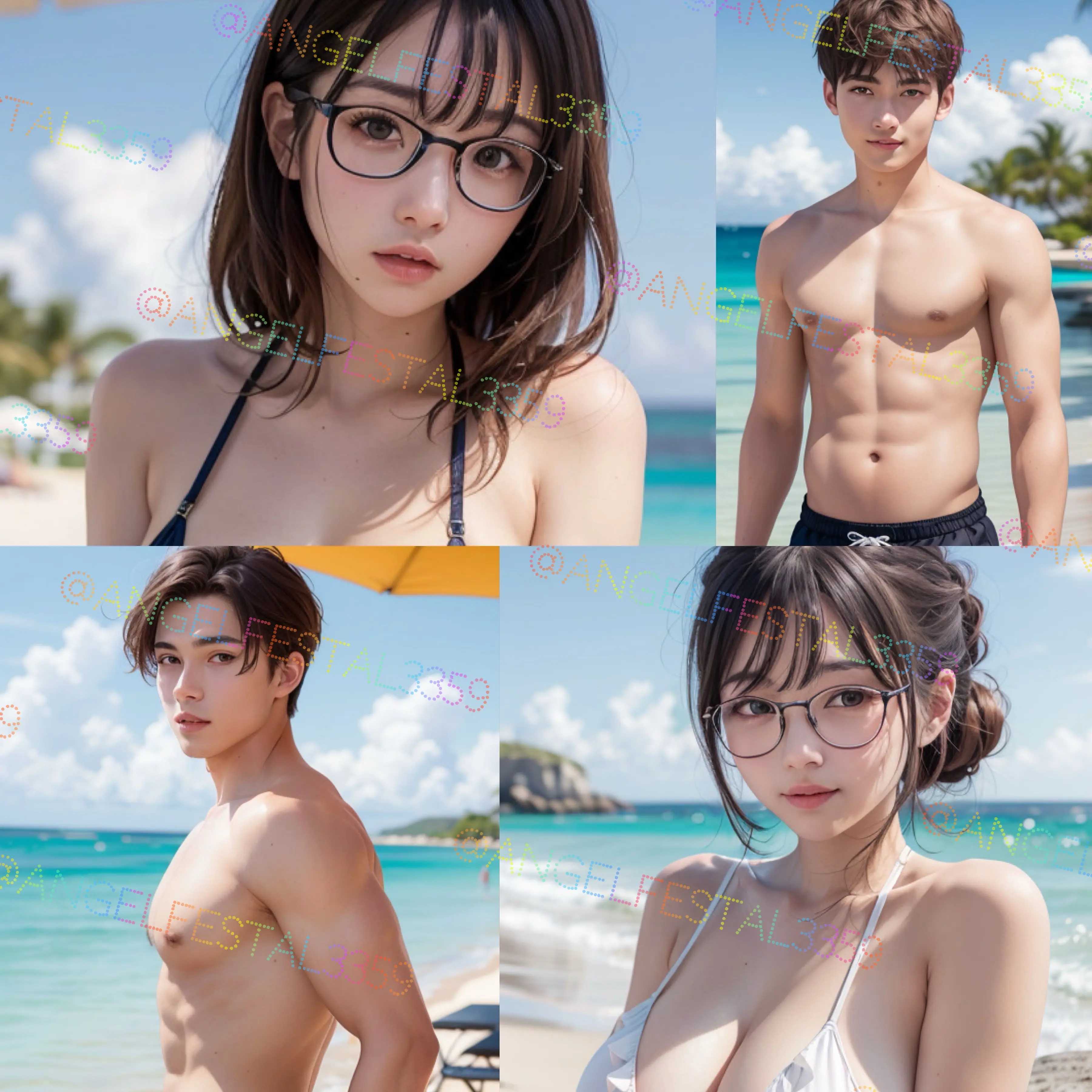 AngelFestal3359의 夏の海、男女4人で…どうする？
