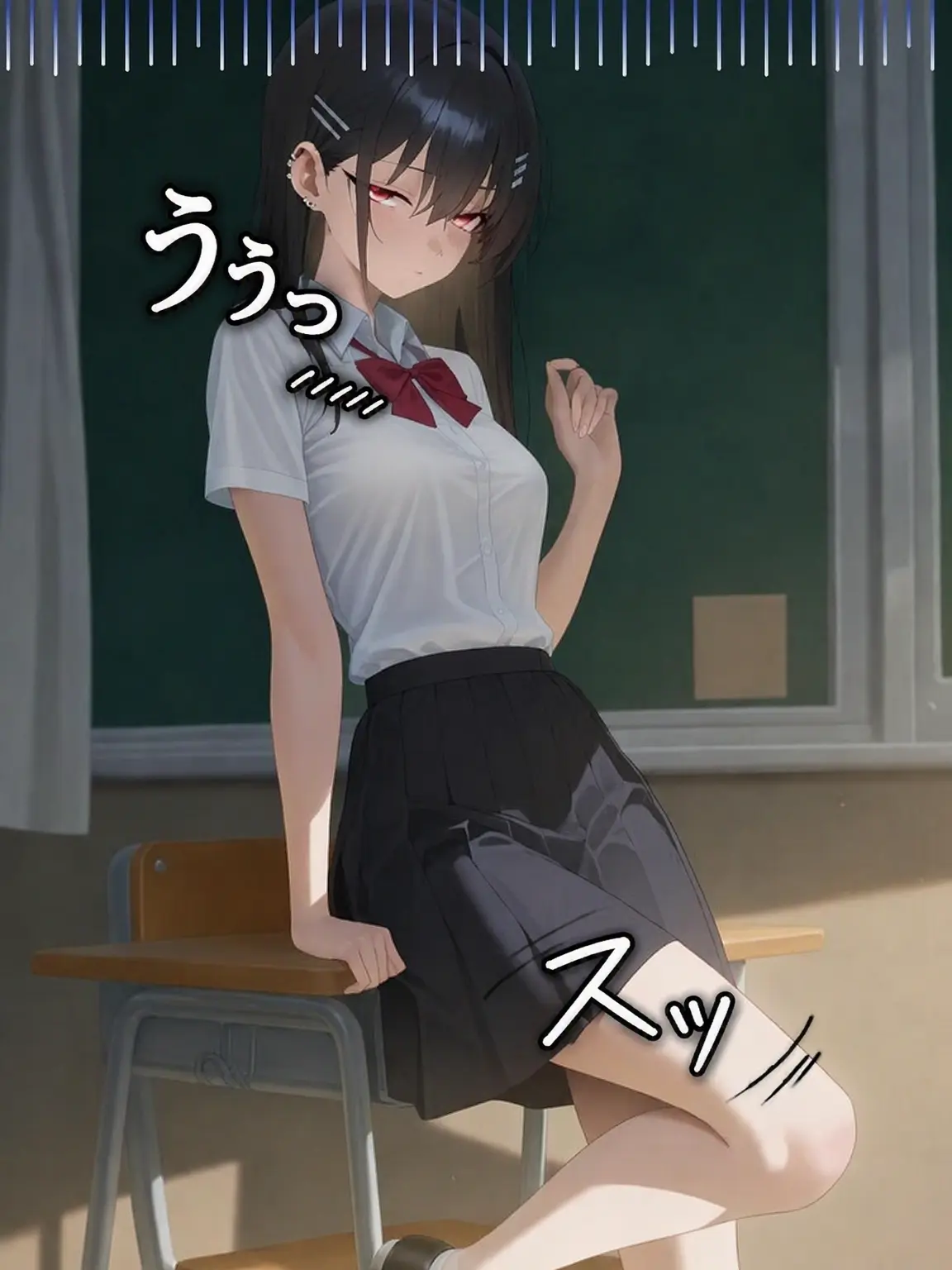 _kw.xlg.의 私の机に座った女子生徒