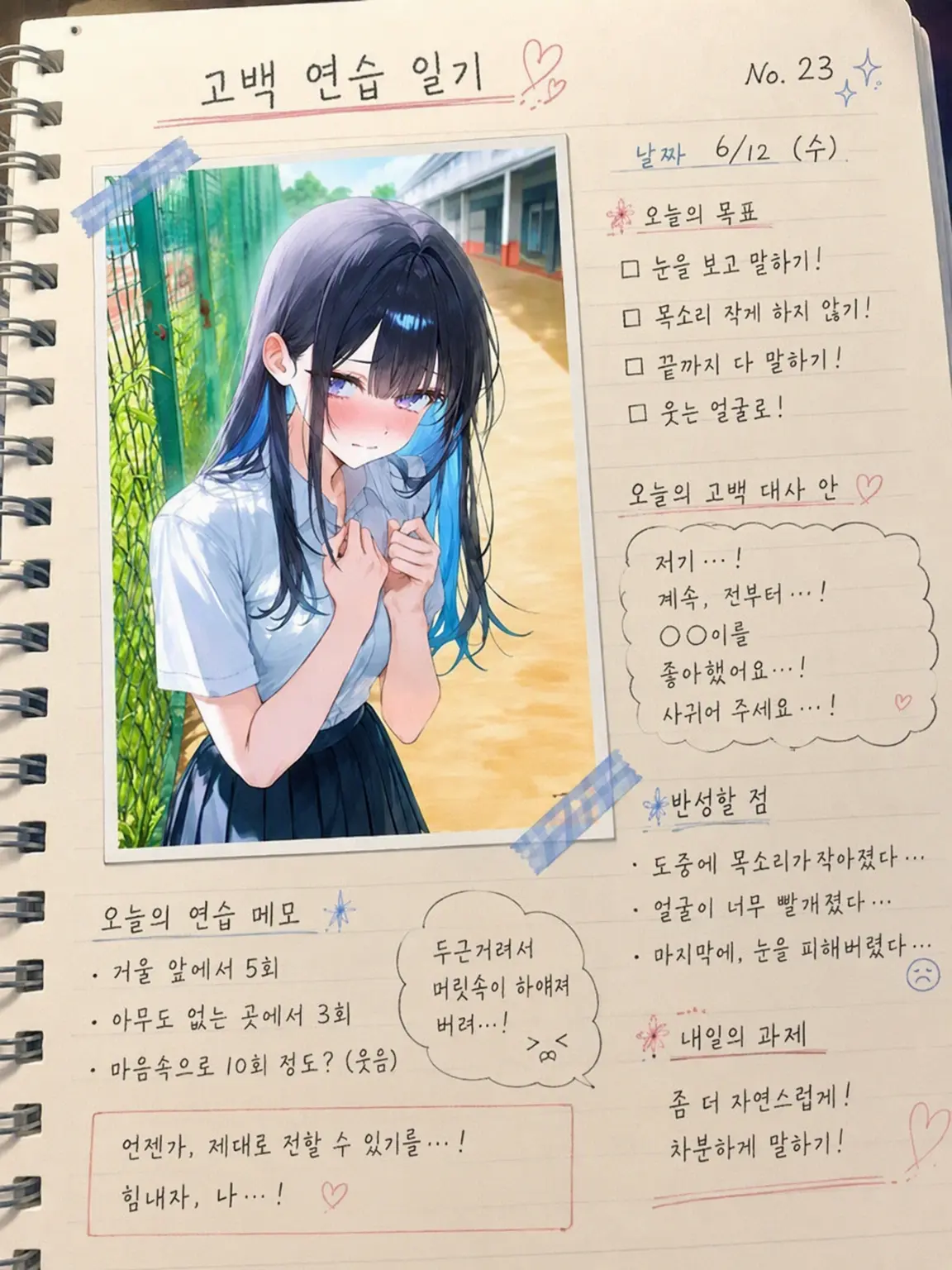 WeakStraw0587의 그림의 떡인 그녀의 고백 연습 일기