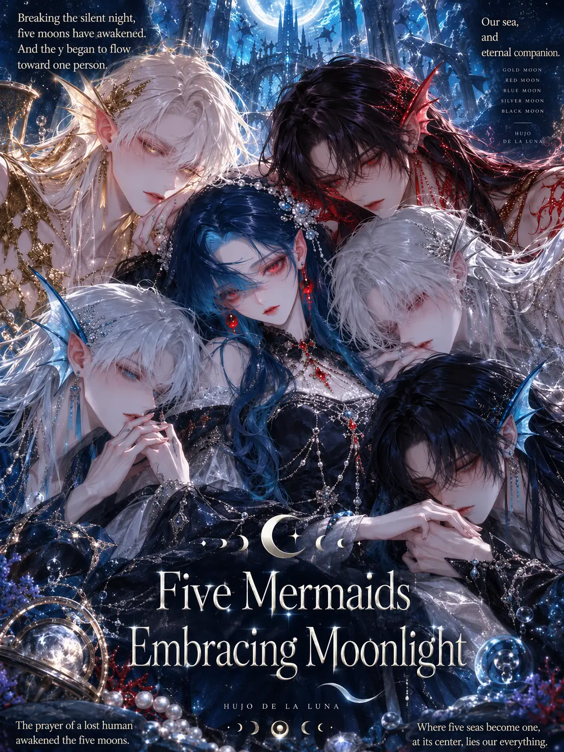 Arensha의 Five Mermaids Embracing Moonlight