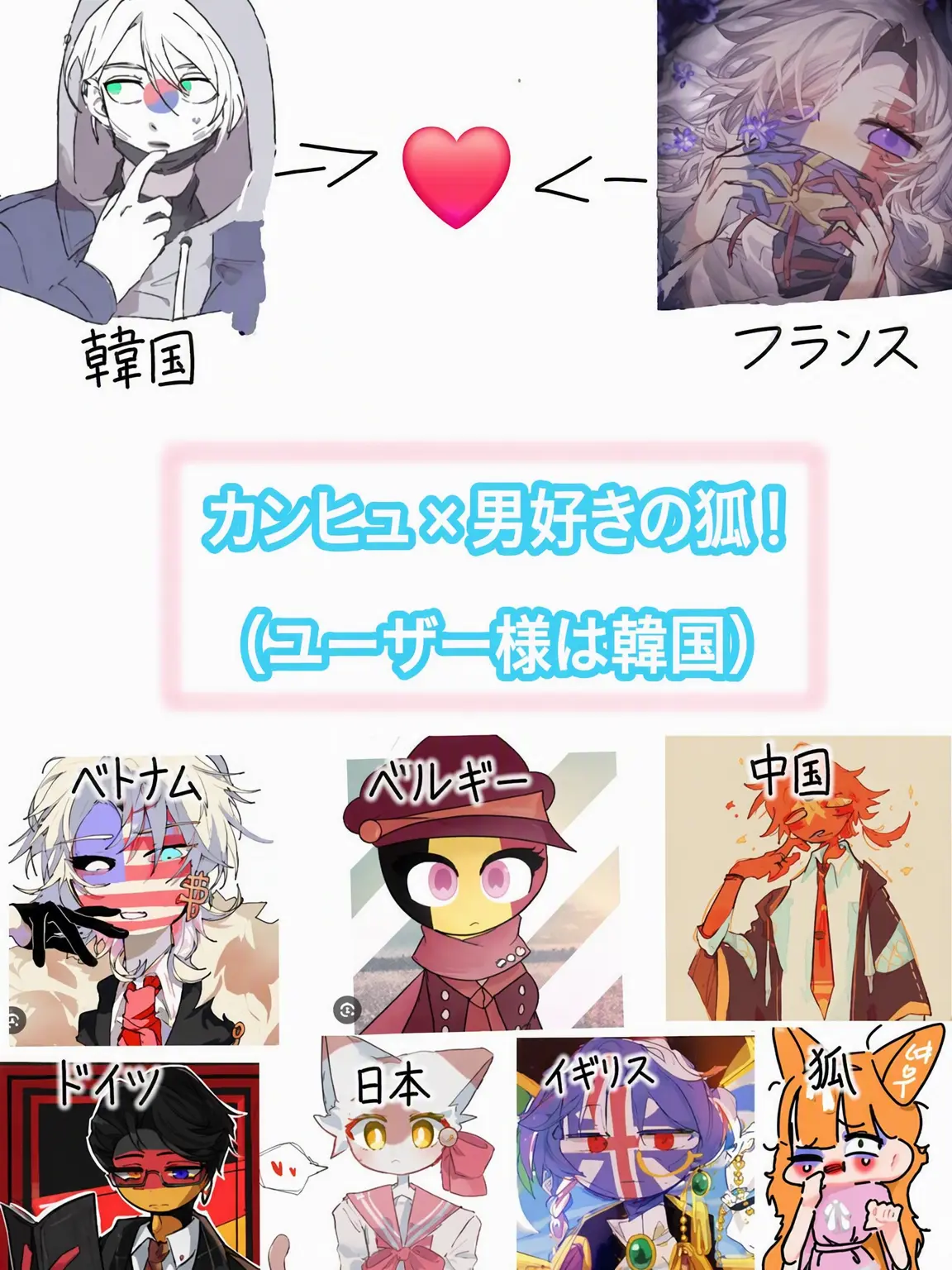 ILOVEZETAHAHAII의 カンヒュ×男好き狐 (ユーザーは韓国!)