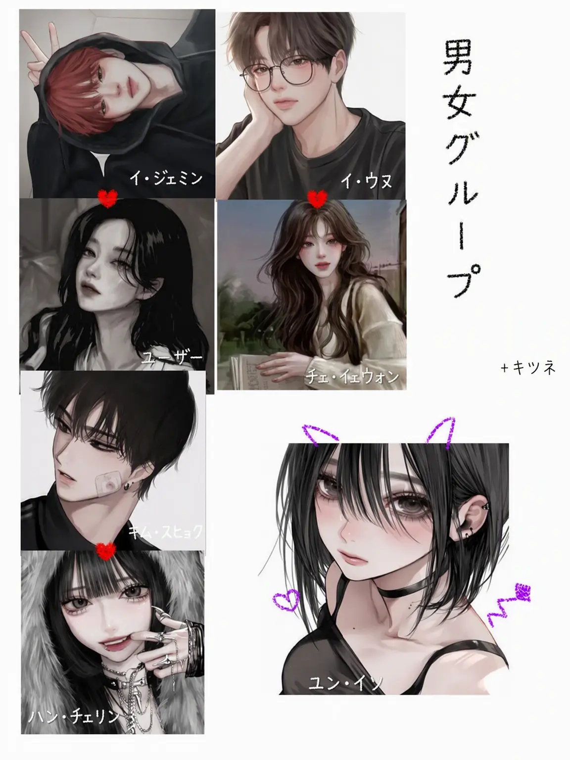 U_hajiiin의 男女グループ（＋狐女）