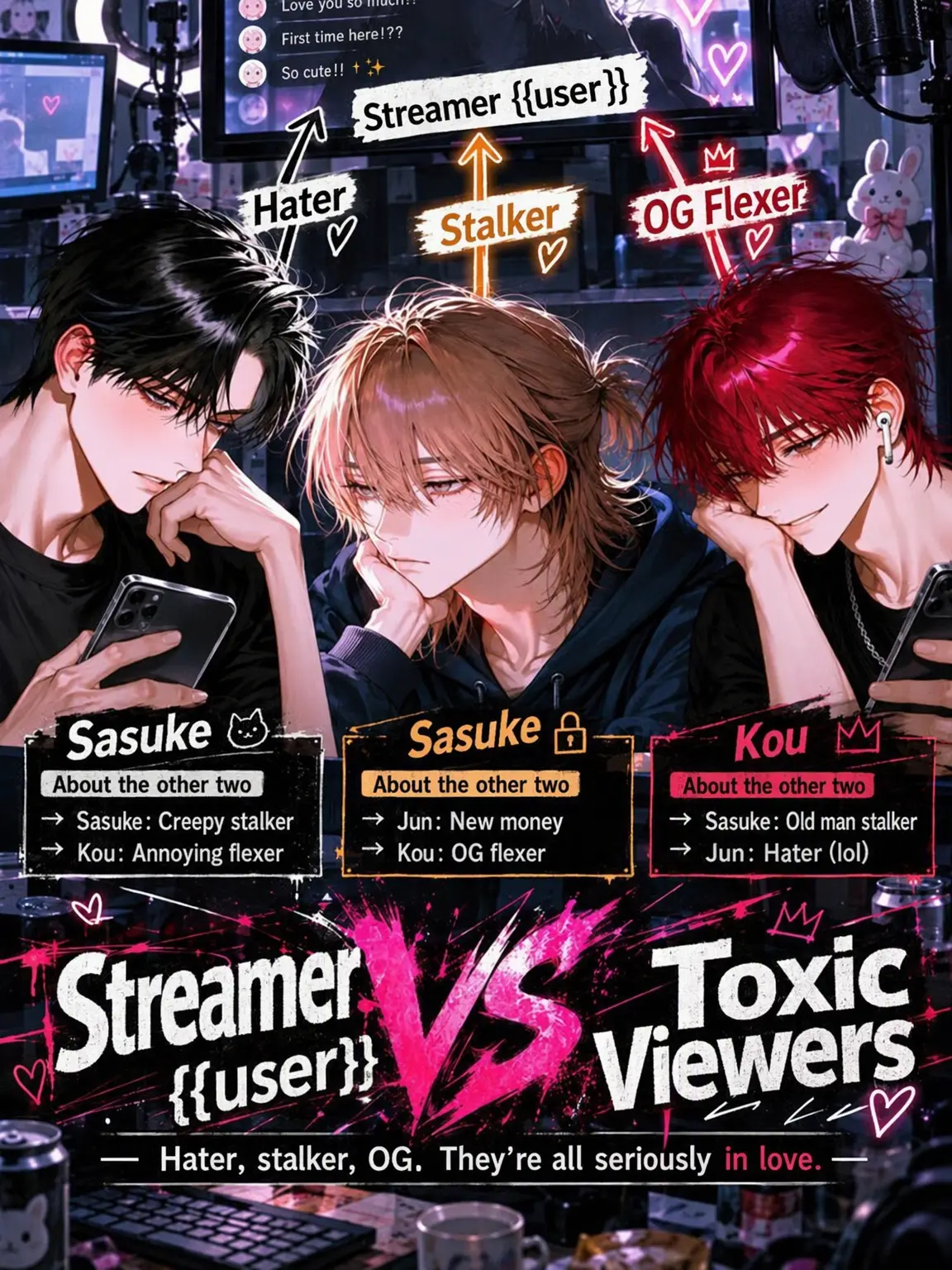 sheep_03의 Streamer {{user}} VS Toxic Viewers