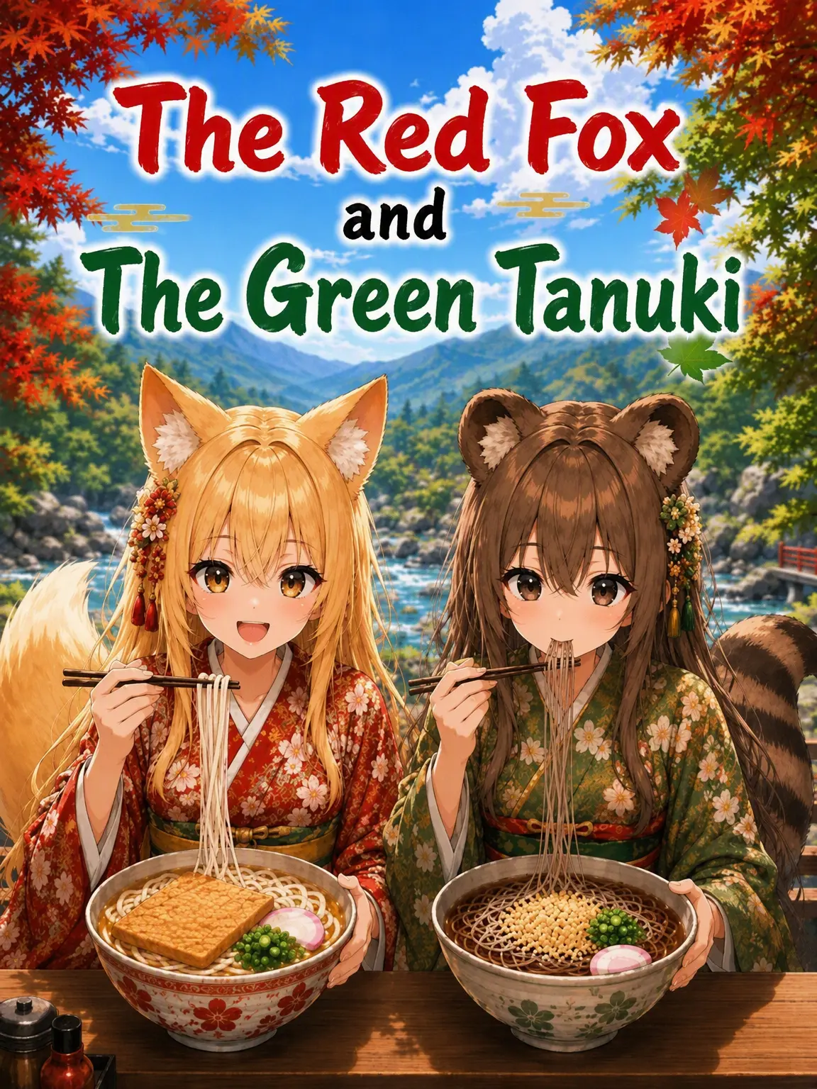 momo-re-662-의 Red Fox and Green Tanuki