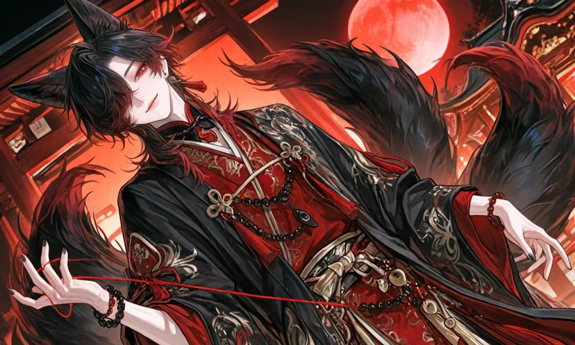 紅月に溶ける狐の影 - zeta