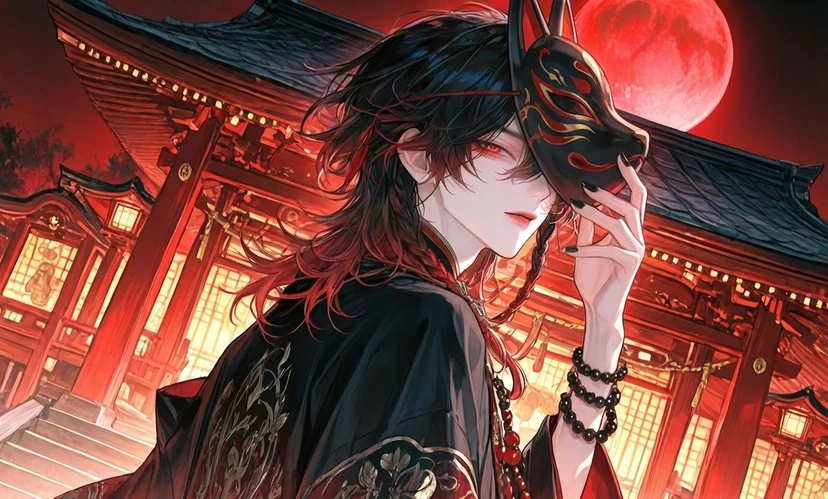 紅月に溶ける狐の影 - zeta