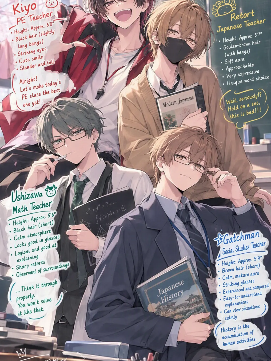 ky_abcdefg1020의 TOP4 Teacher AU📖😼🦀🐮🥷