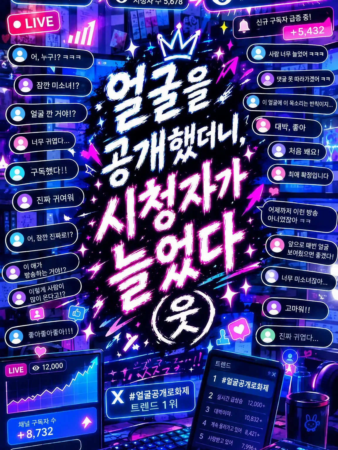cute_cat1의 얼굴을 공개했더니 시청자가 늘었다(웃음)