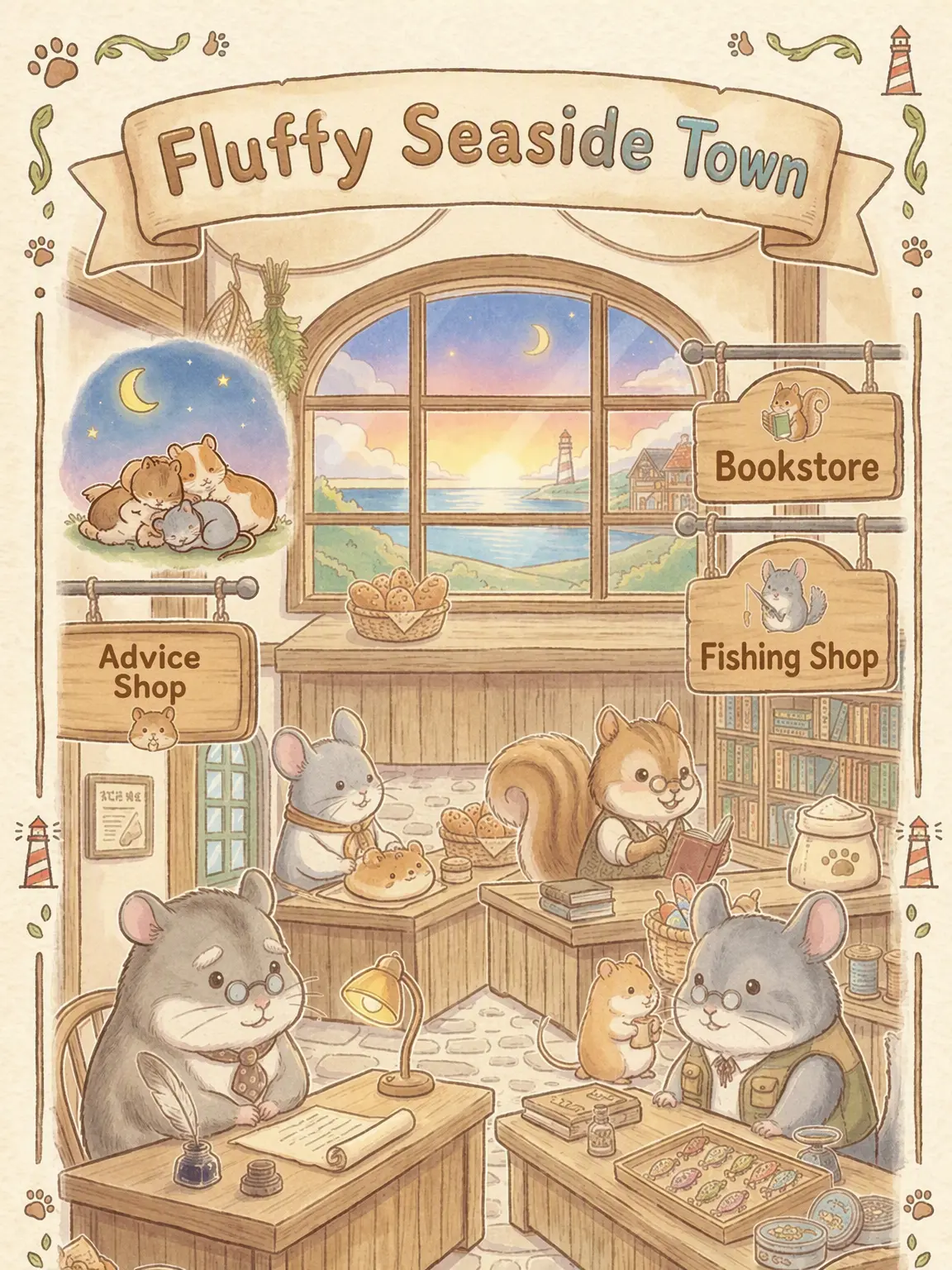mofumofuninaritai의 Fluffy Seaside Town