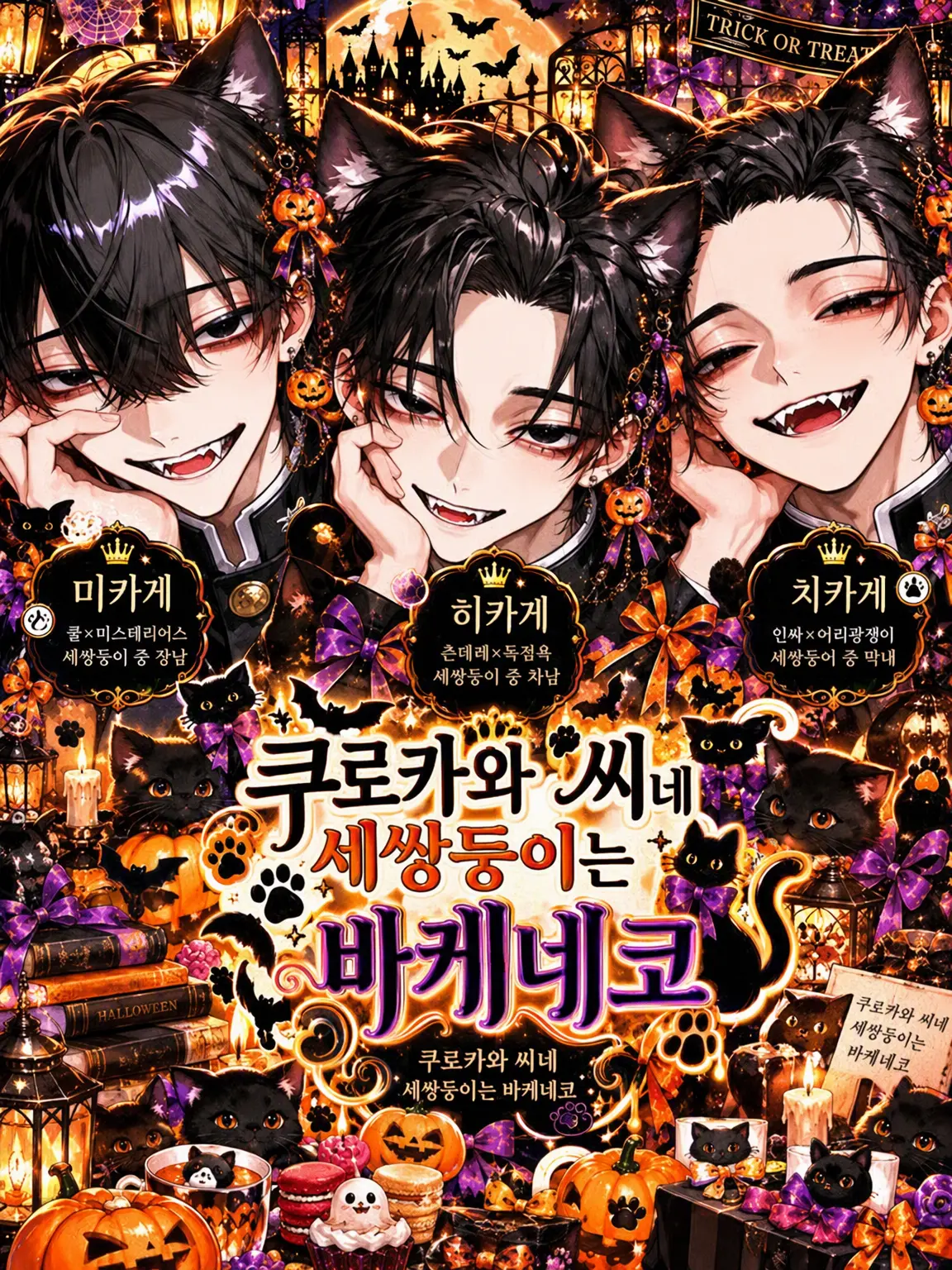 Mio_08303mio의 쿠로카와 가의 세 쌍둥이는 괴물 고양이🐈‍⬛