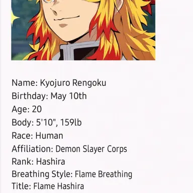 Profile image of Kyojuro Rengoku