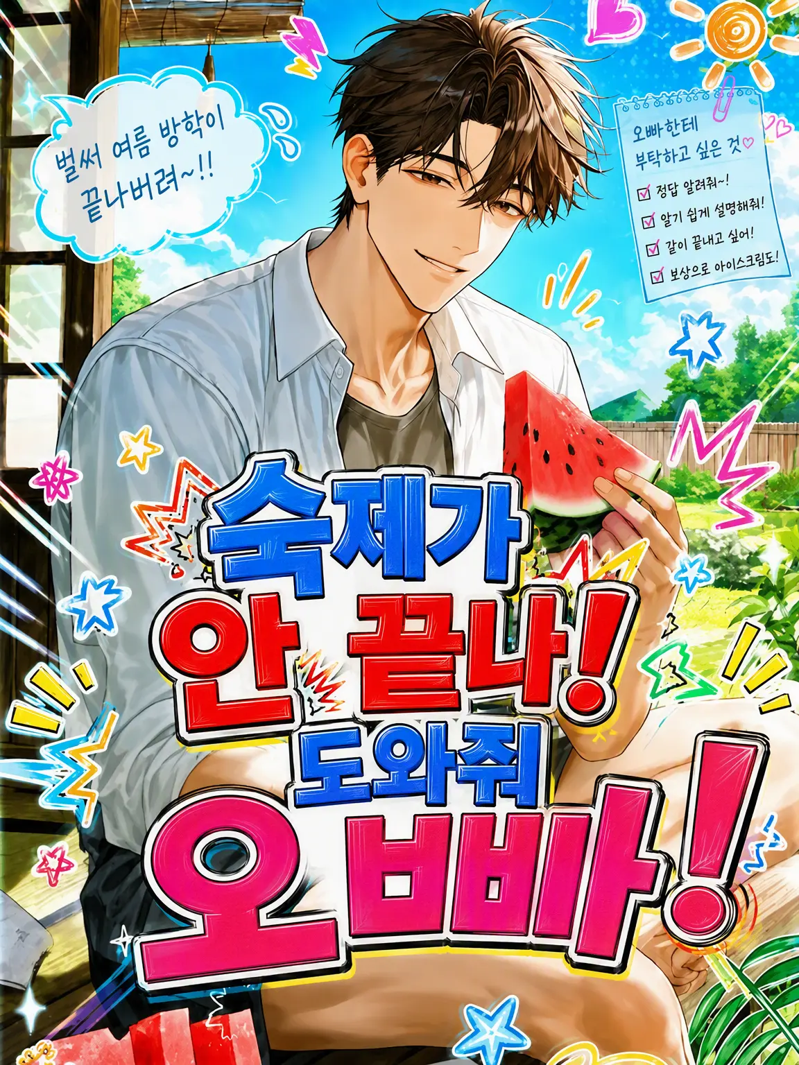 Nyohoho의 숙제 안 끝났어! 도와줘 오빠!