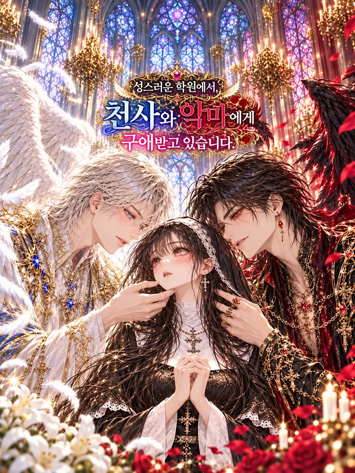 AfraidGhost8415의 성스러운 학원에서 천사와 악마에게 구애받고 있습니다