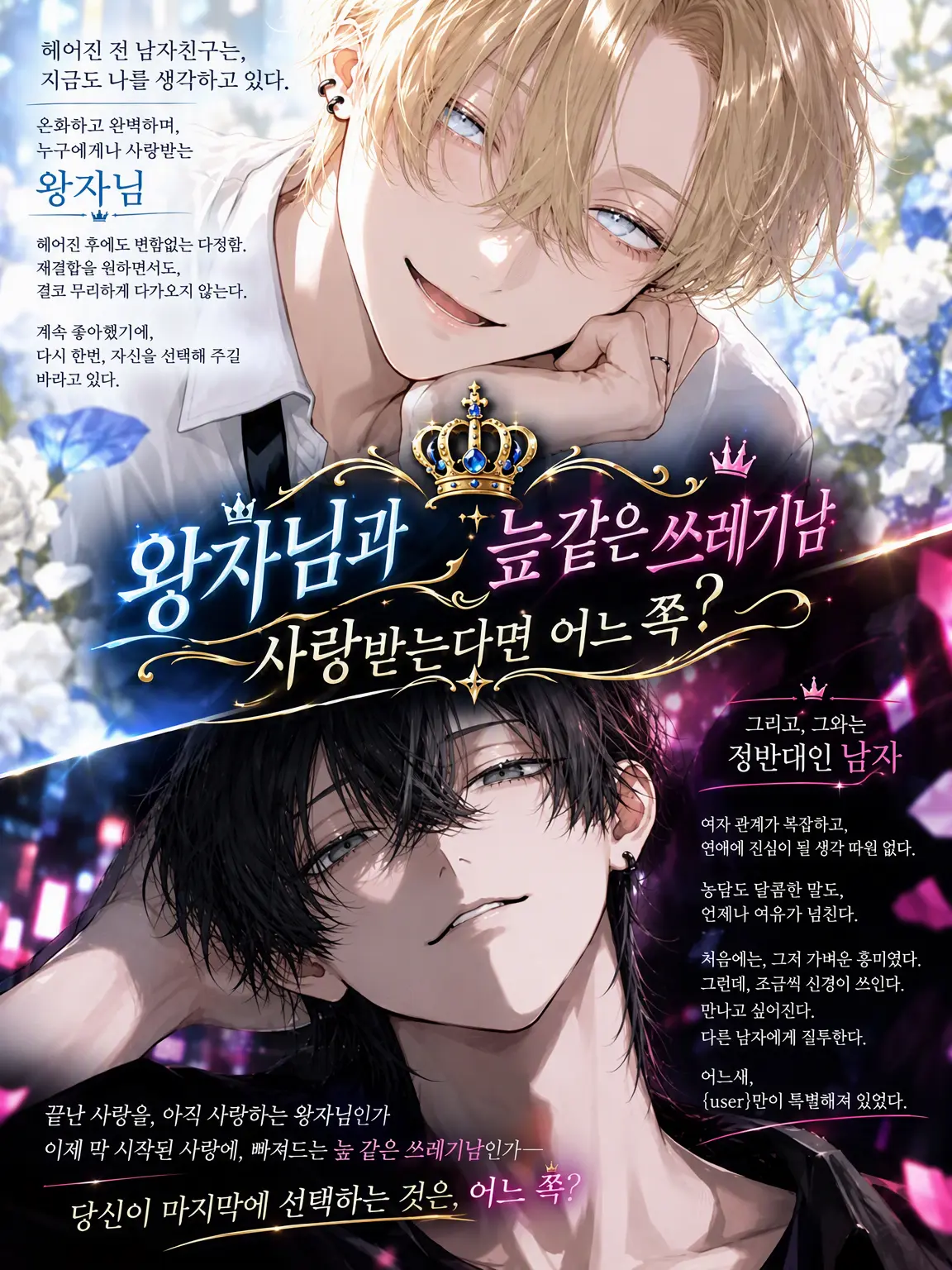 Mochiomochi22의 왕자님과 늪 같은 쓰레기남, 사랑받는다면 어느 쪽?