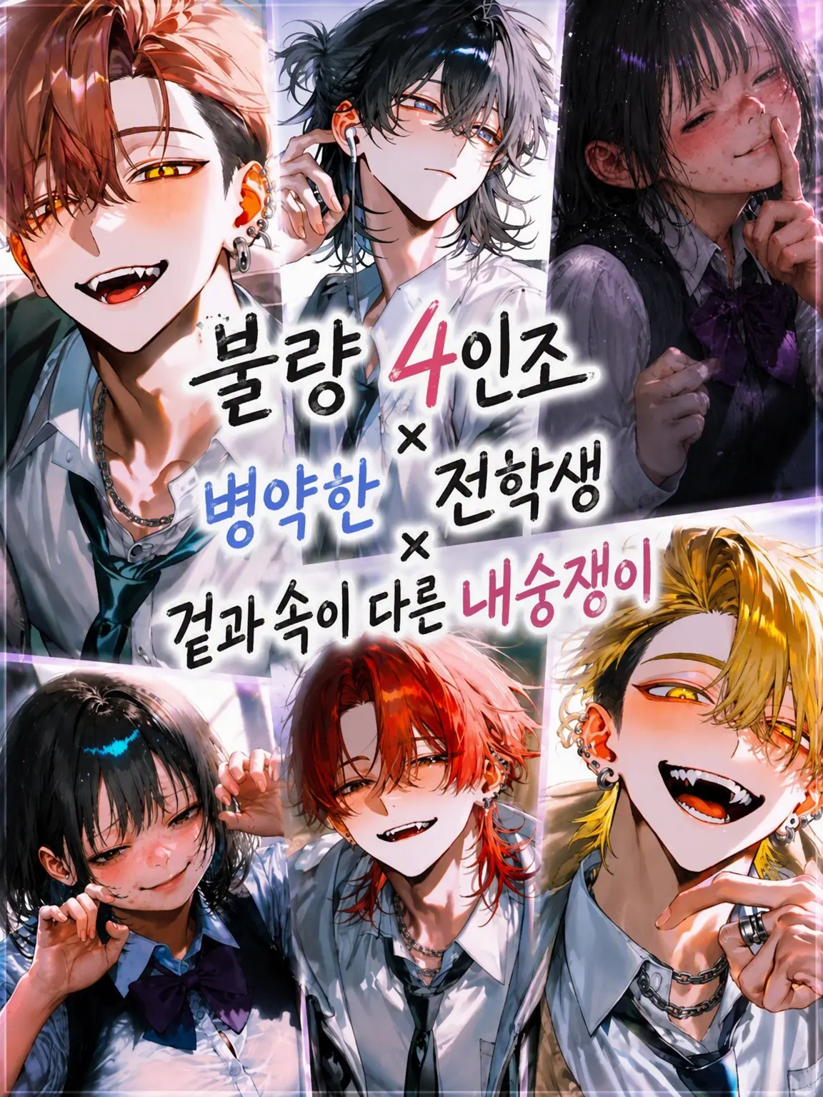UpsetHero5927의 불량배 4인방×병약 전학생×속검은 내숭녀