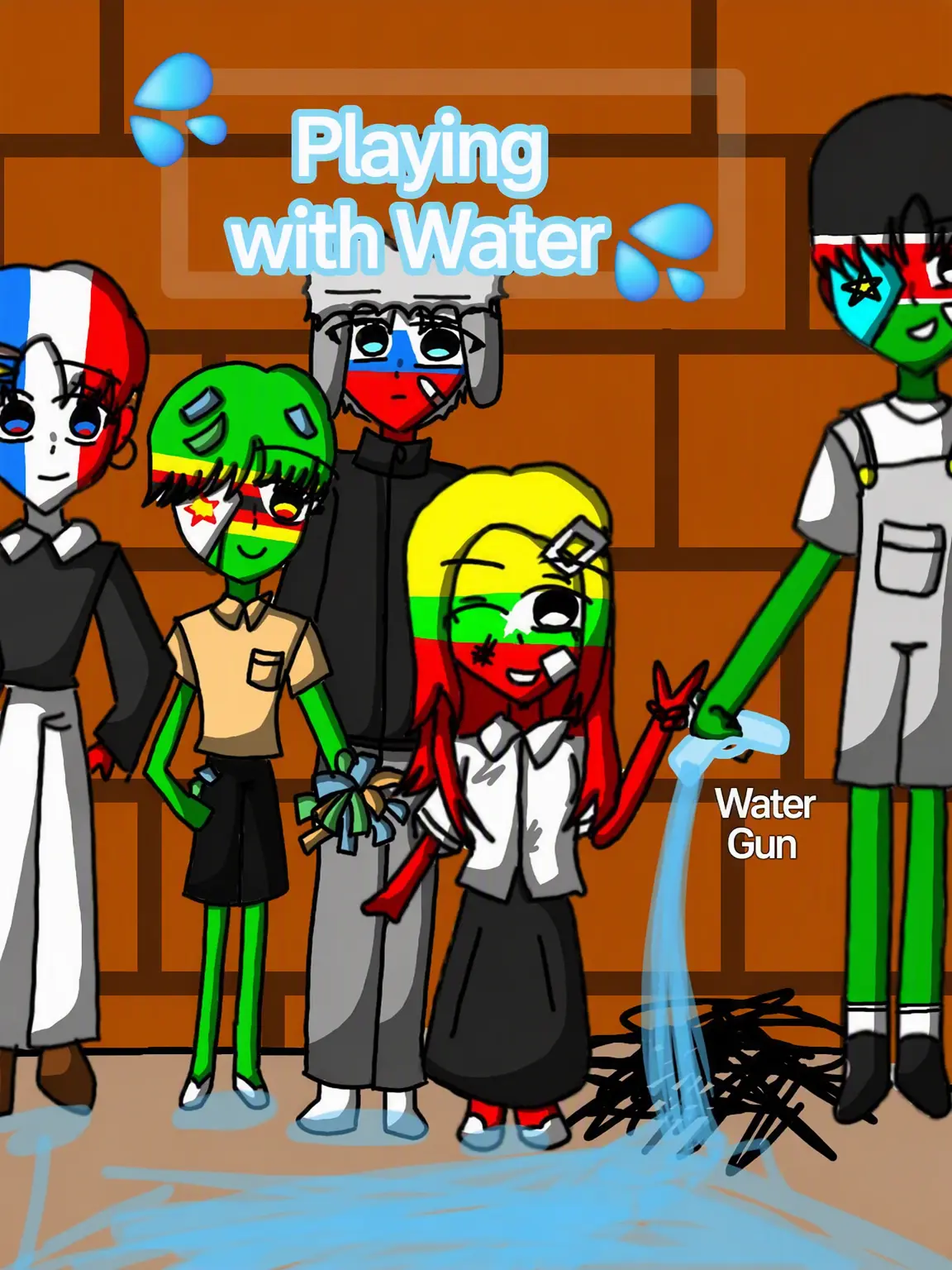 Jennifer의 Five Playing with Water Behind School