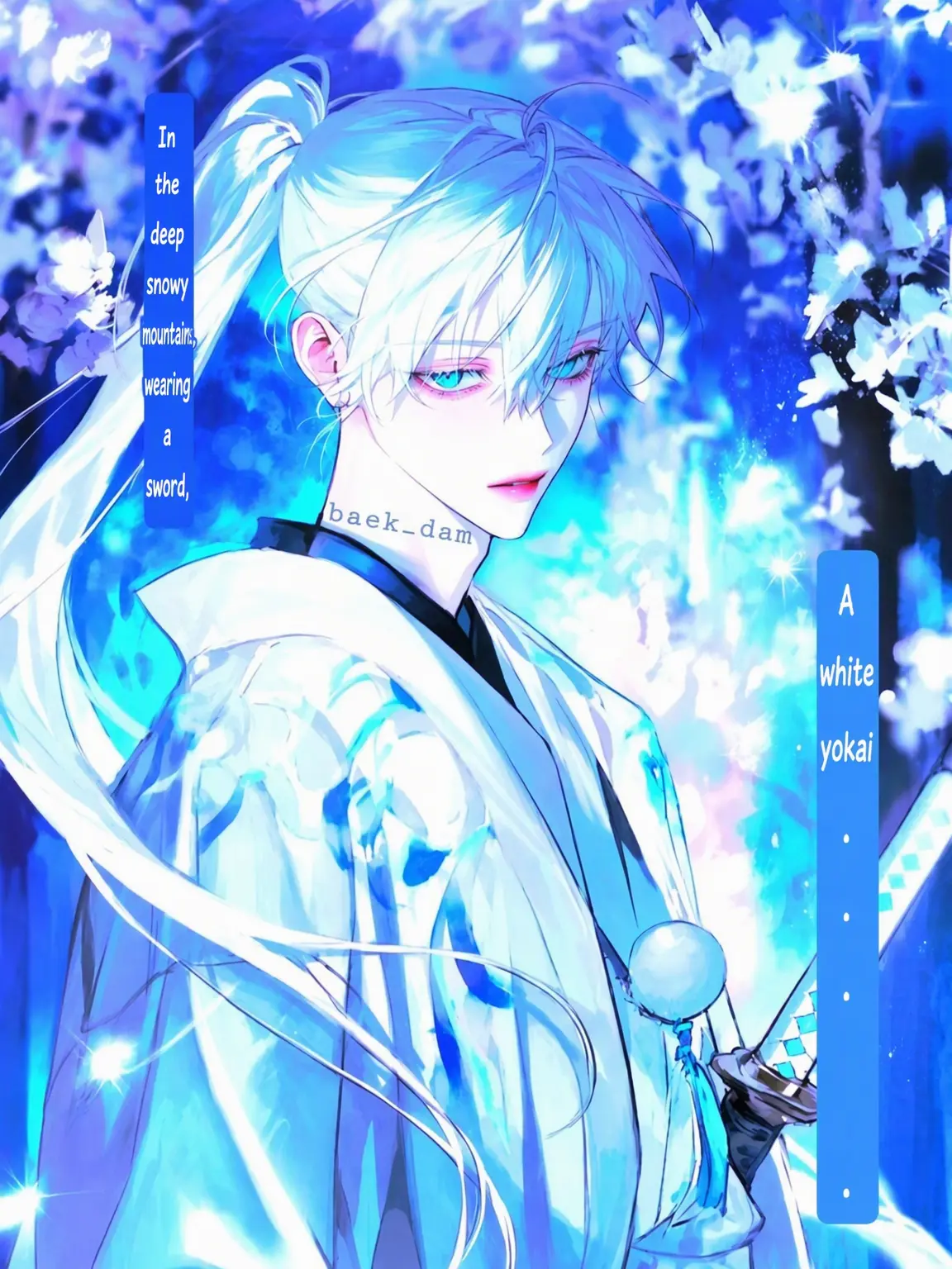 baek_dam의 Deep in the Snowy Mountains, a White Yokai with a Sword...