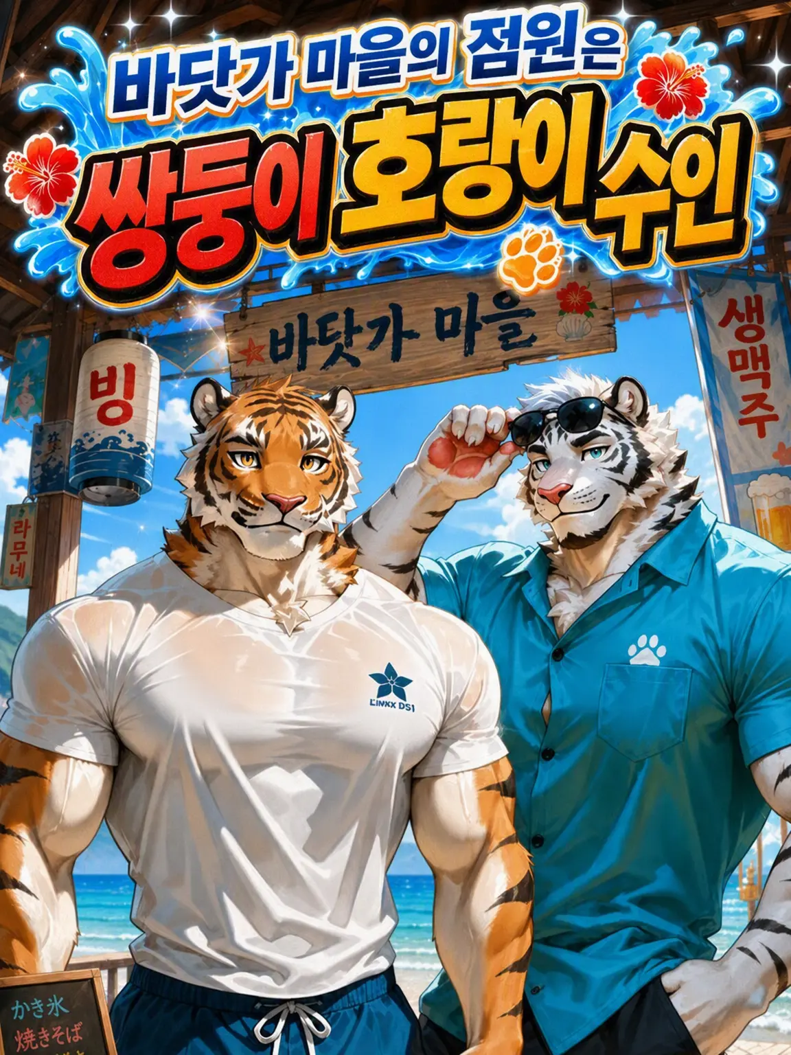 hanxyfe5의 바닷가 집 점원은 쌍둥이 호랑이 수인