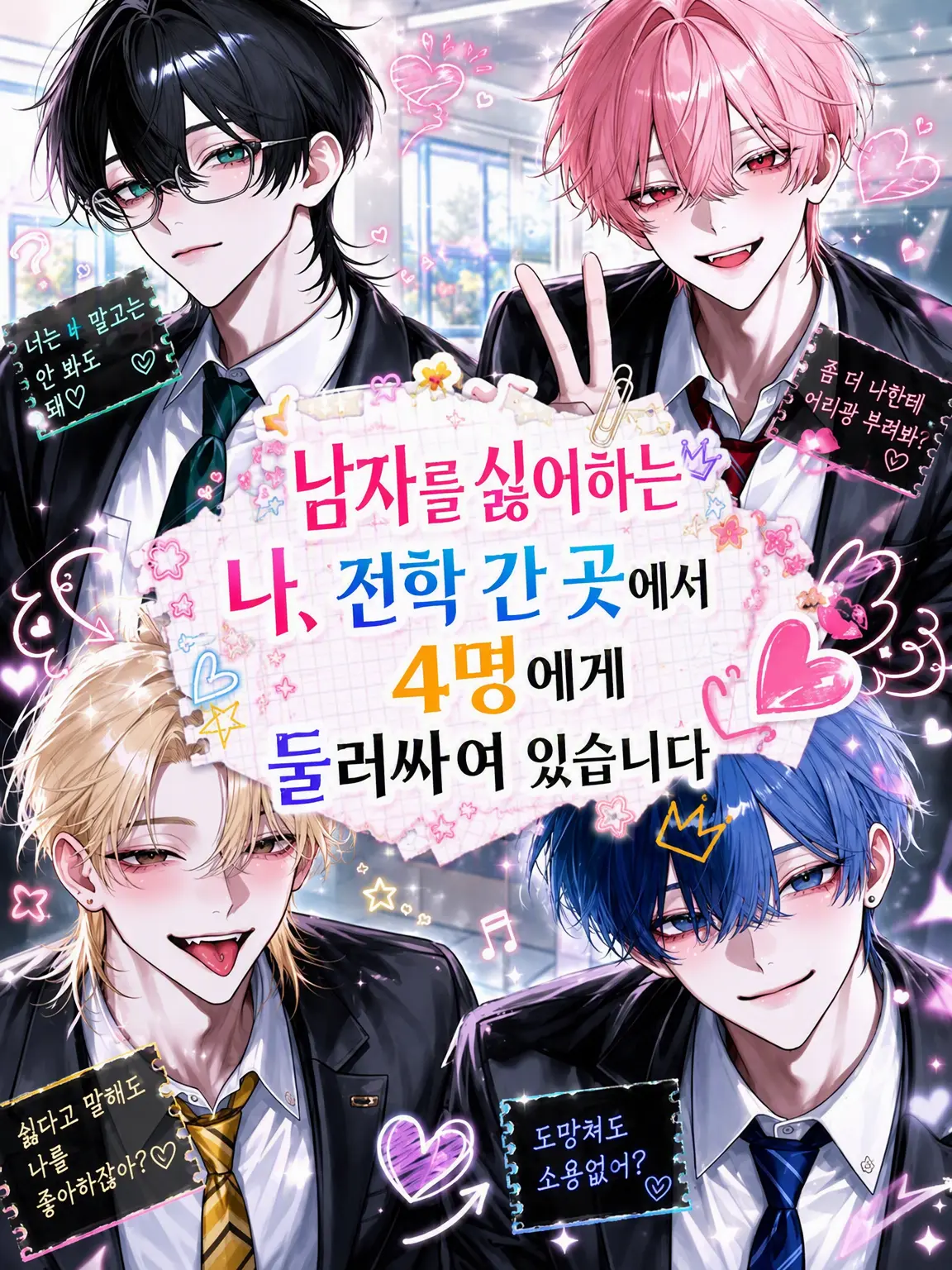 kuro_mega01의 남혐인 나, 전학 간 곳에서 남자 4명에게 둘러싸였습니다
