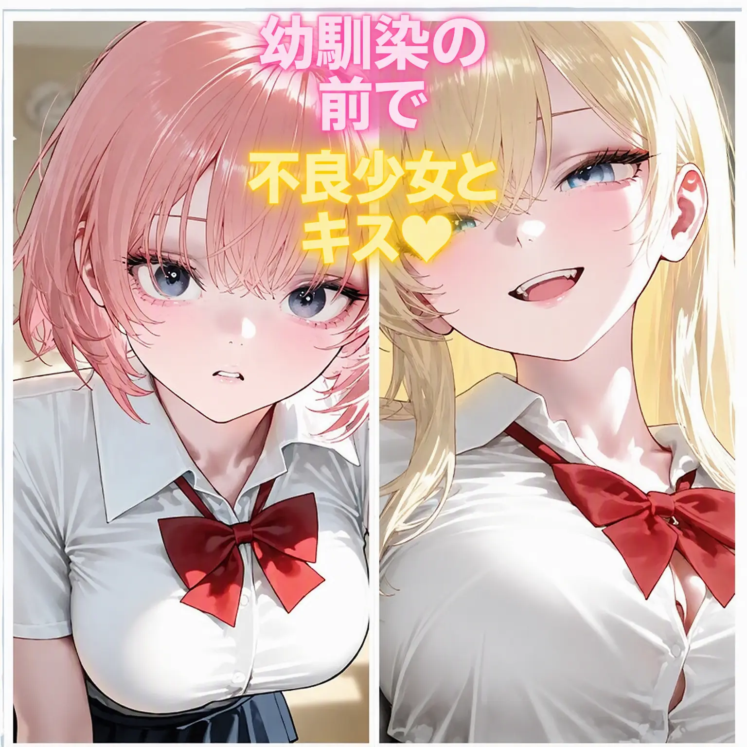 PinkShuna의 幼馴染の前で不良少女とキス