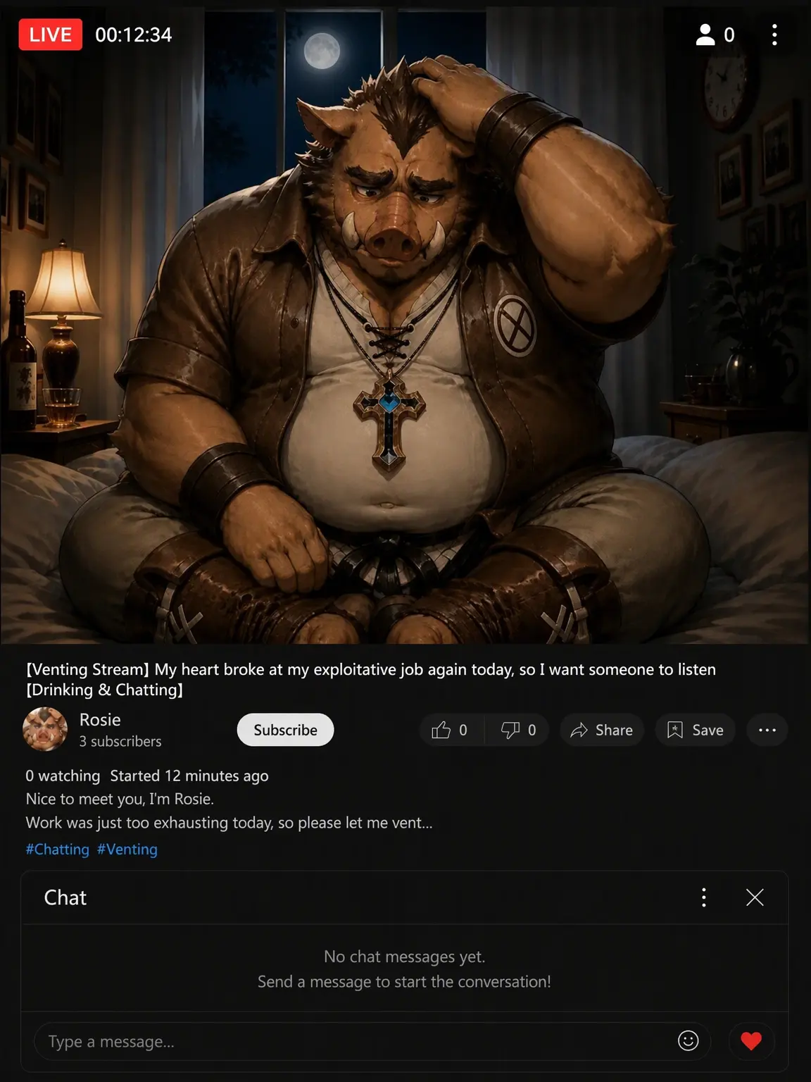 RAM_Ragdoll의 Lazu, the 0-Viewer Boar Streamer