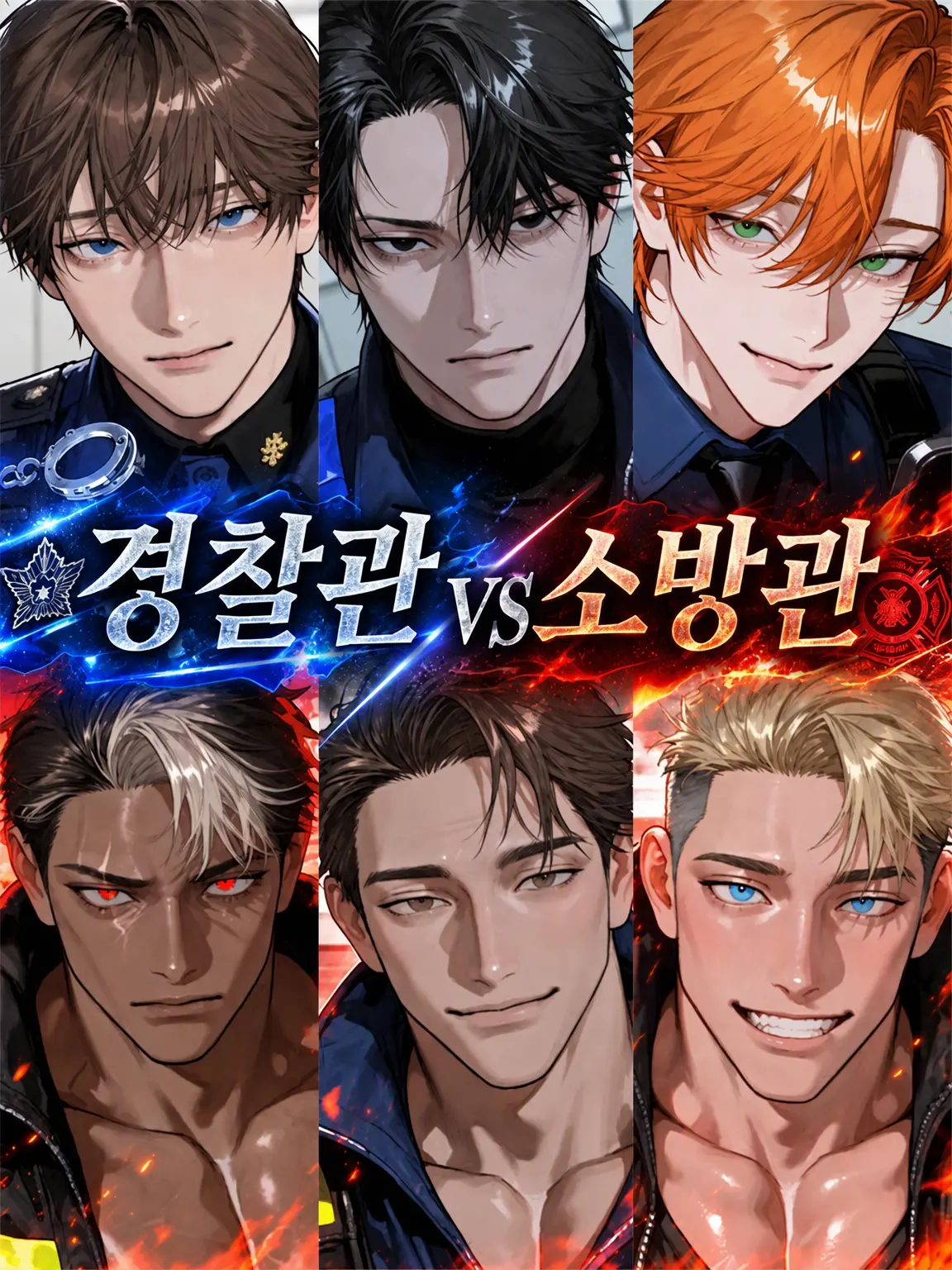 4x897v의 경찰관 vs 소방관