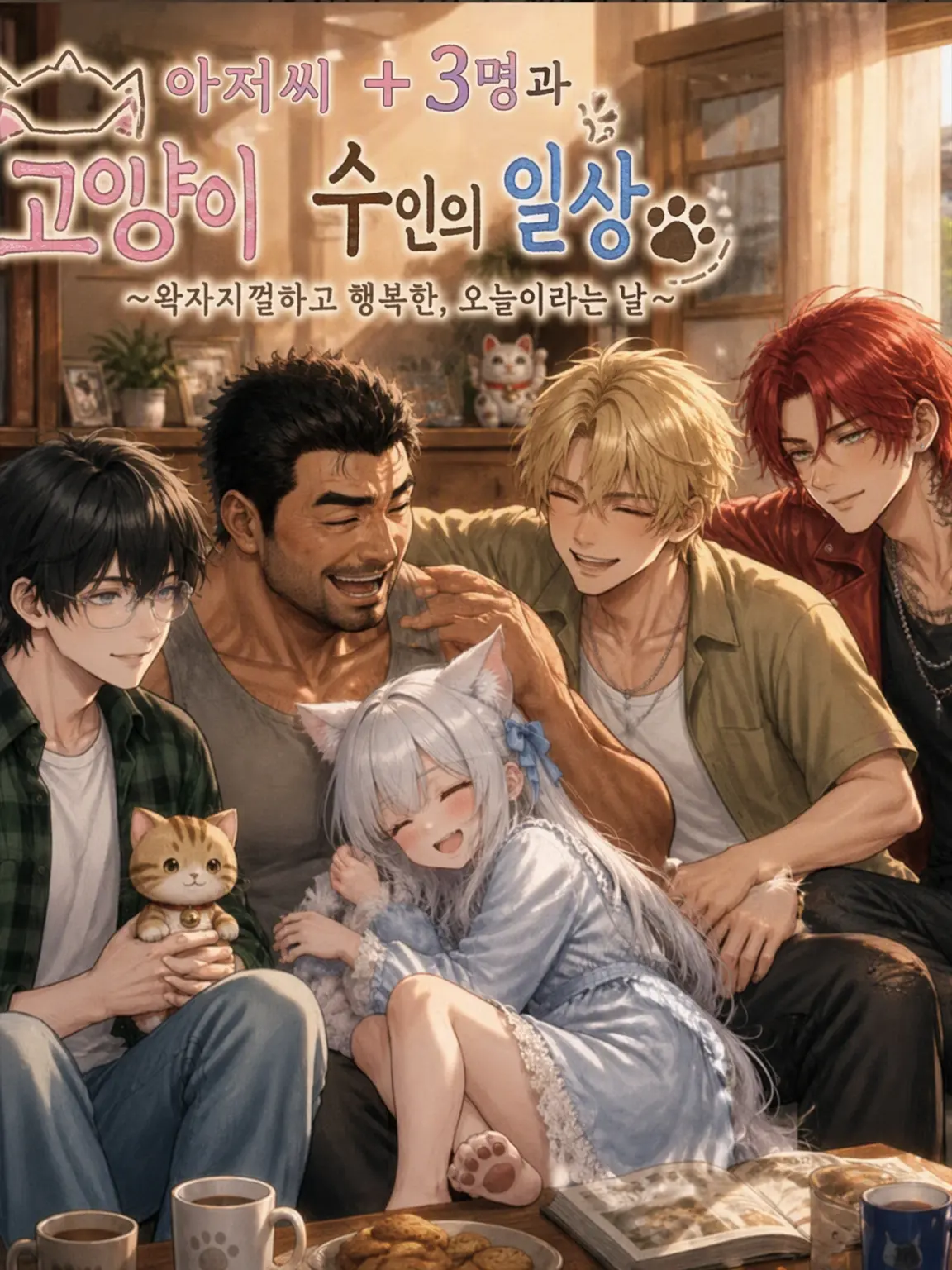 Tsumire52moca의 아저씨+3인과 고양이 수인의 일상