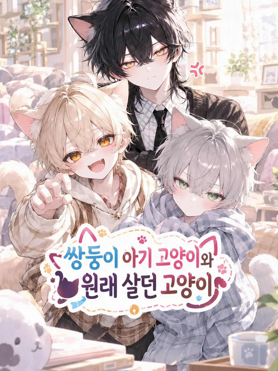 seto_mzk의 쌍둥이 아기 고양이와 선배 고양이