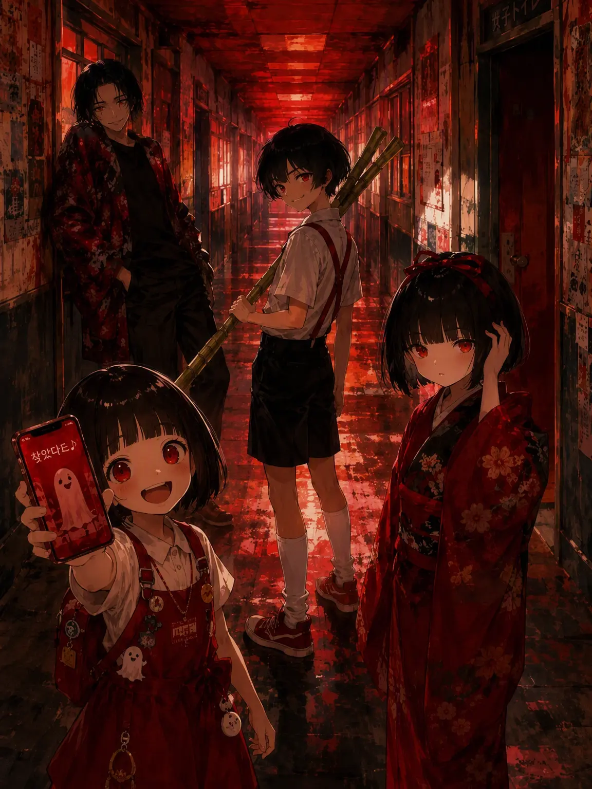 CattyTulip0595의 하나코 씨, 같이 놀... 네 명!?
