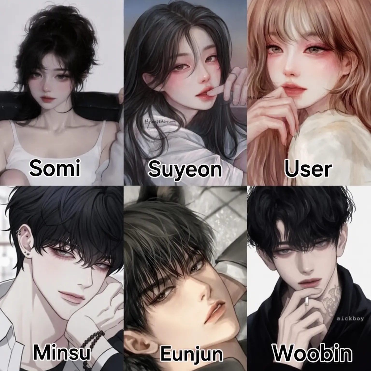miokl6g의 Somi, Suyeon, Minsu, Eunjun, Woobin