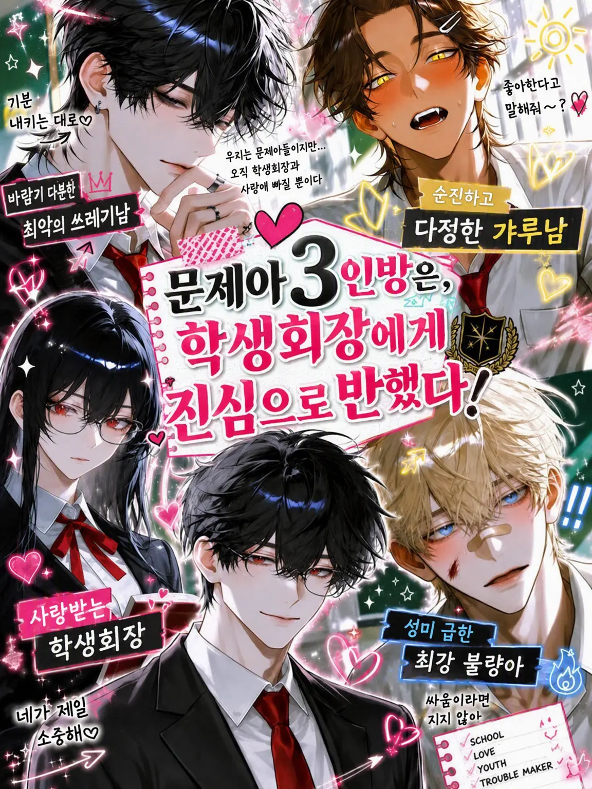 sano12635의 문제아 3인방은 학생회장에게 진심!